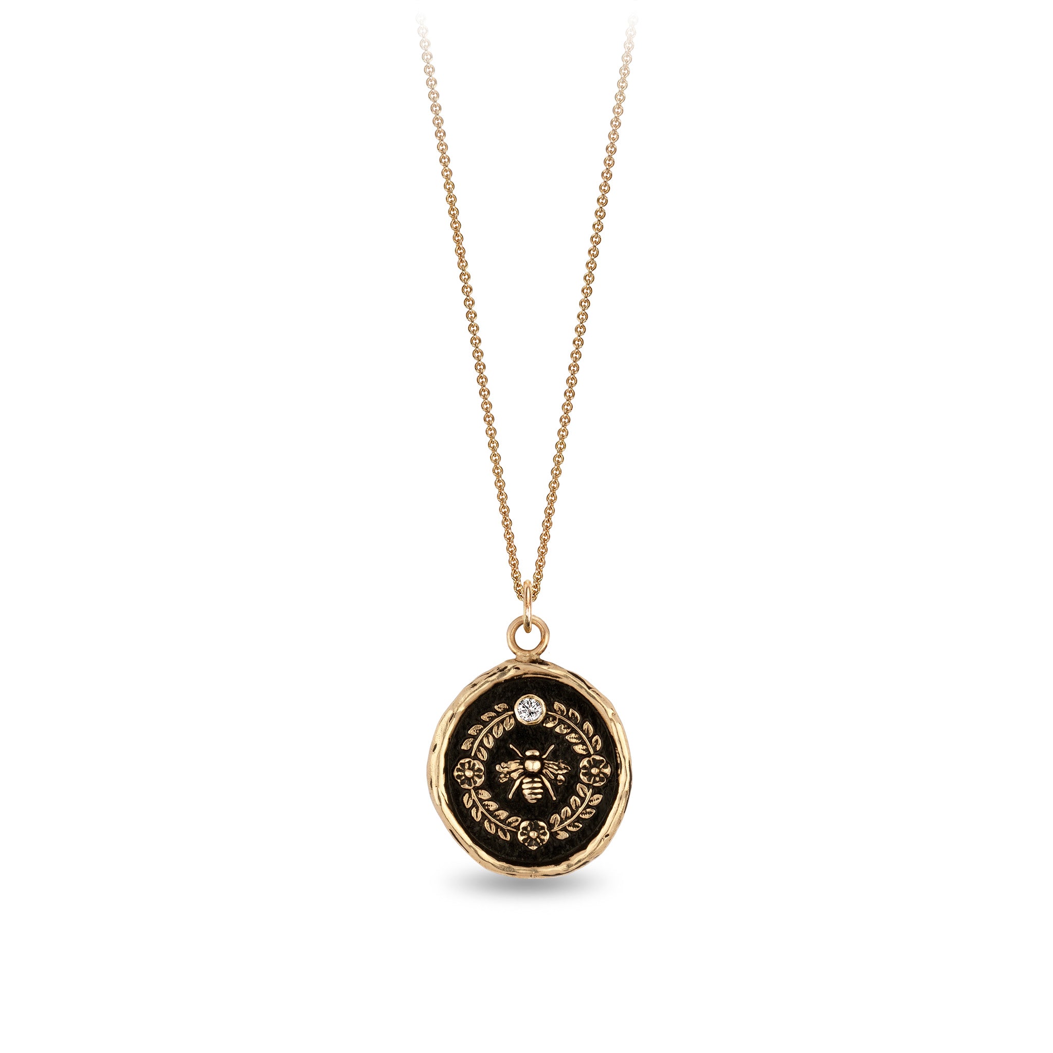 Honeybee 14K Gold Diamond Set Talisman