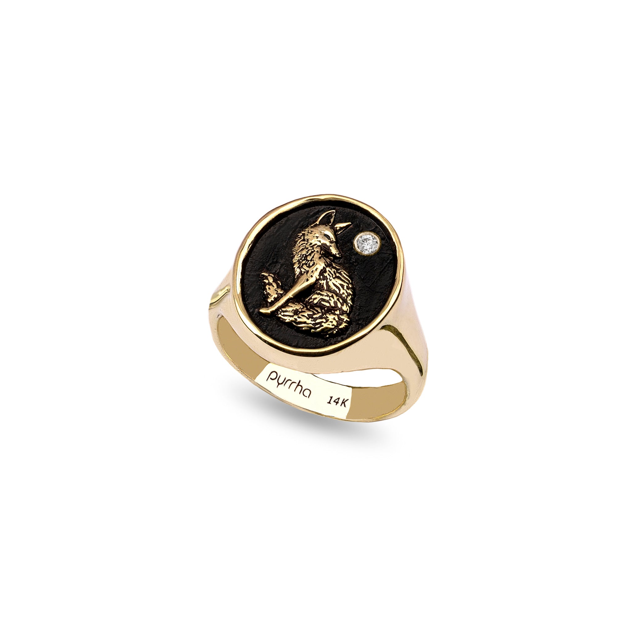 Trust in Yourself 14K Gold Diamond Set Signet Ring