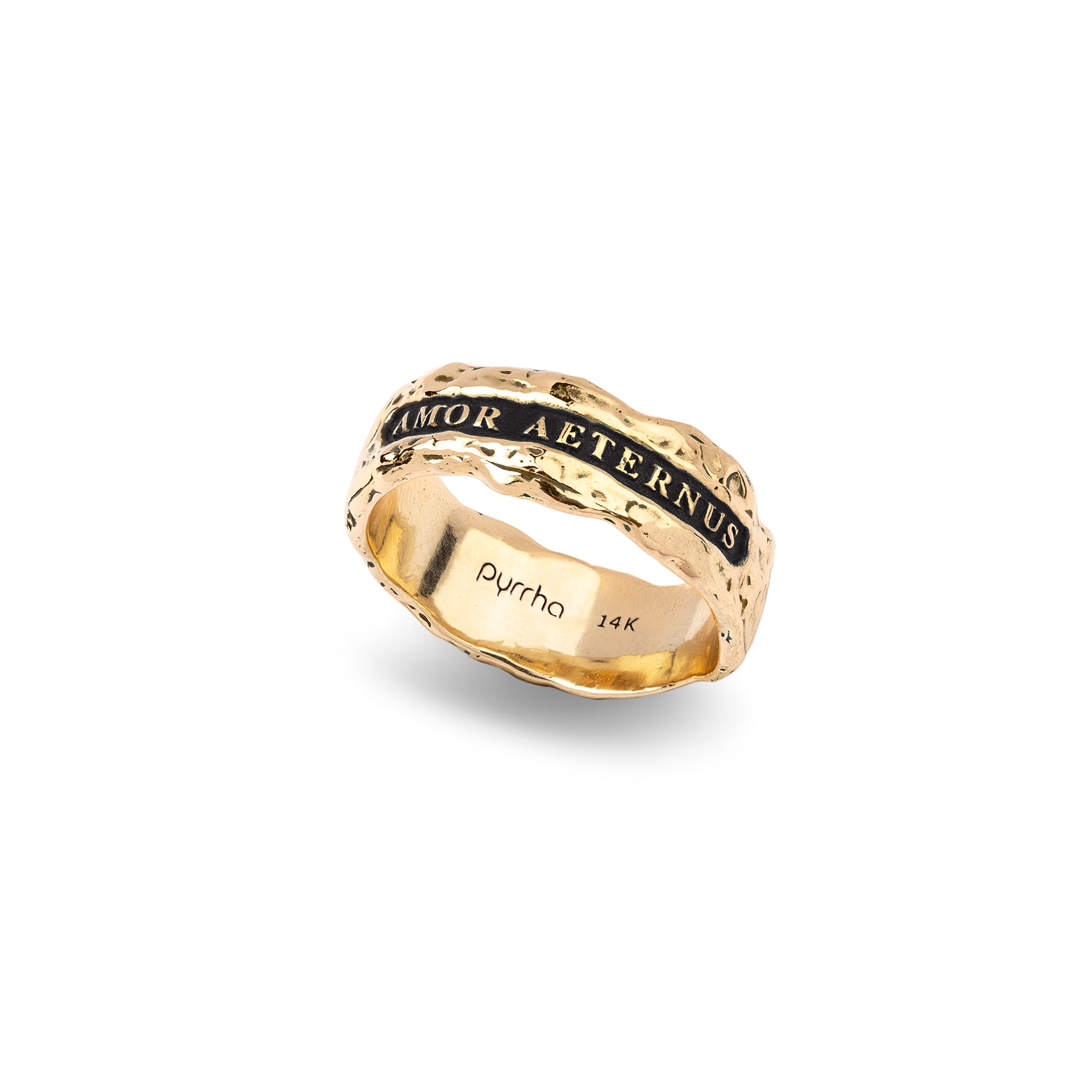 Eternal Love Wide 14K Gold Textured Band Ring