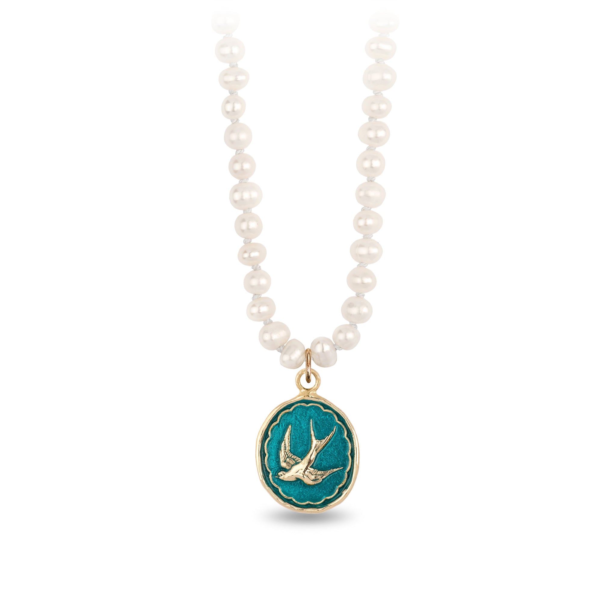 Free Spirited 14K Gold Talisman on Knotted Freshwater Pearl Necklace - True Colors
