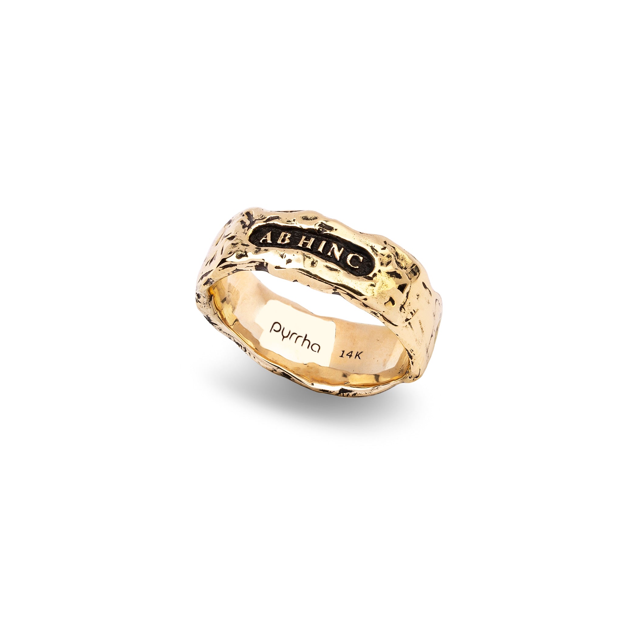 From Here On Wide 14K Gold Textured Band Ring