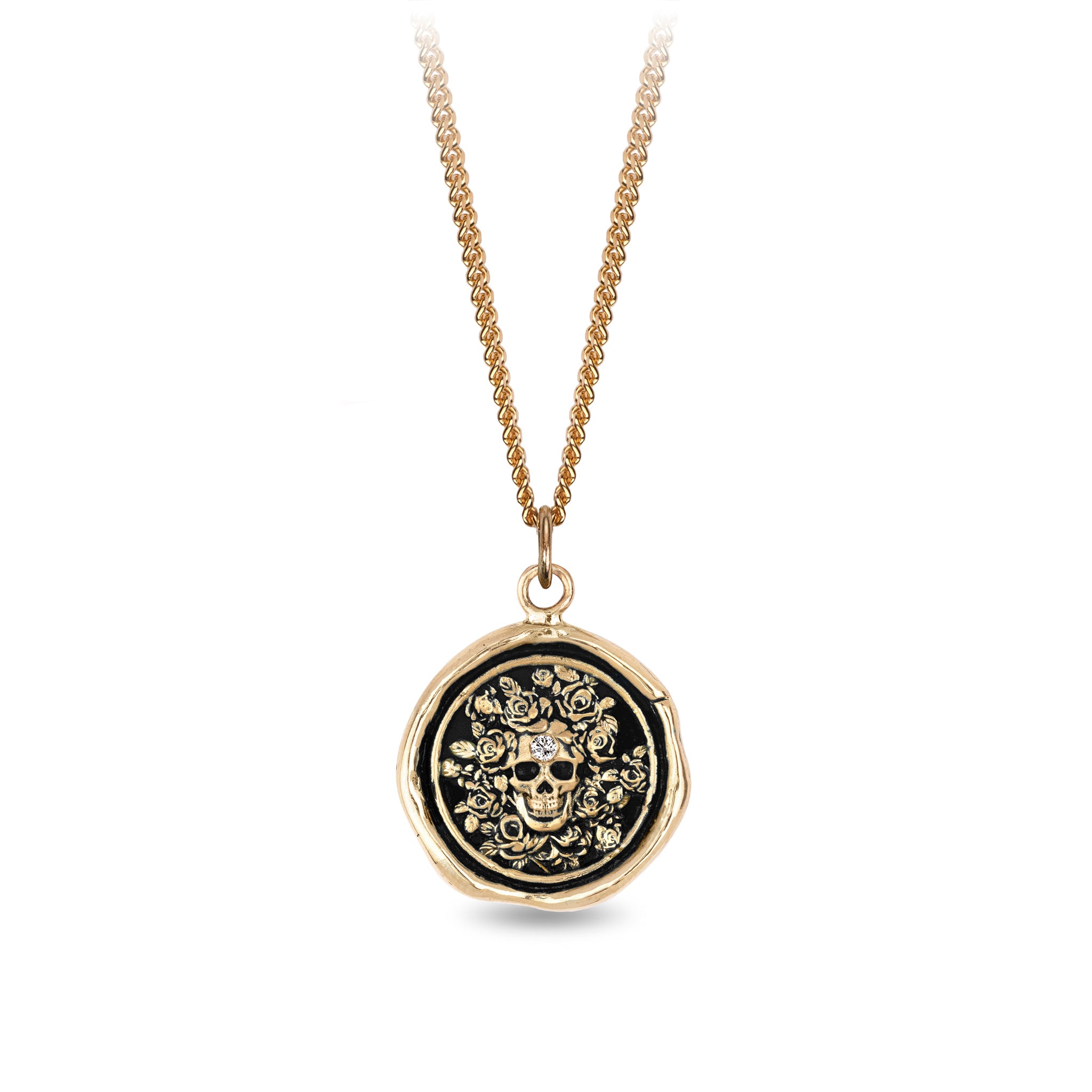 Live Every Moment 14K Gold Diamond Set Signature Talisman