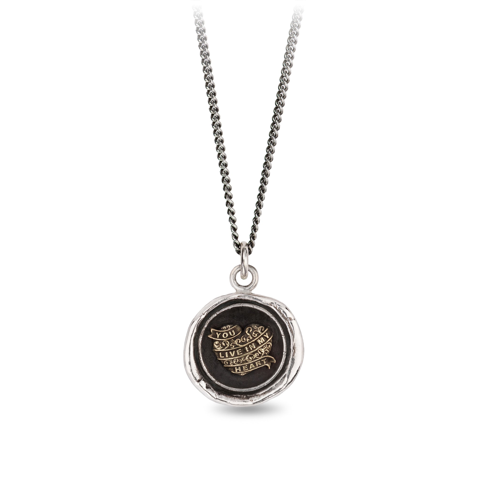 You Live in My Heart 14K Gold on Silver Talisman