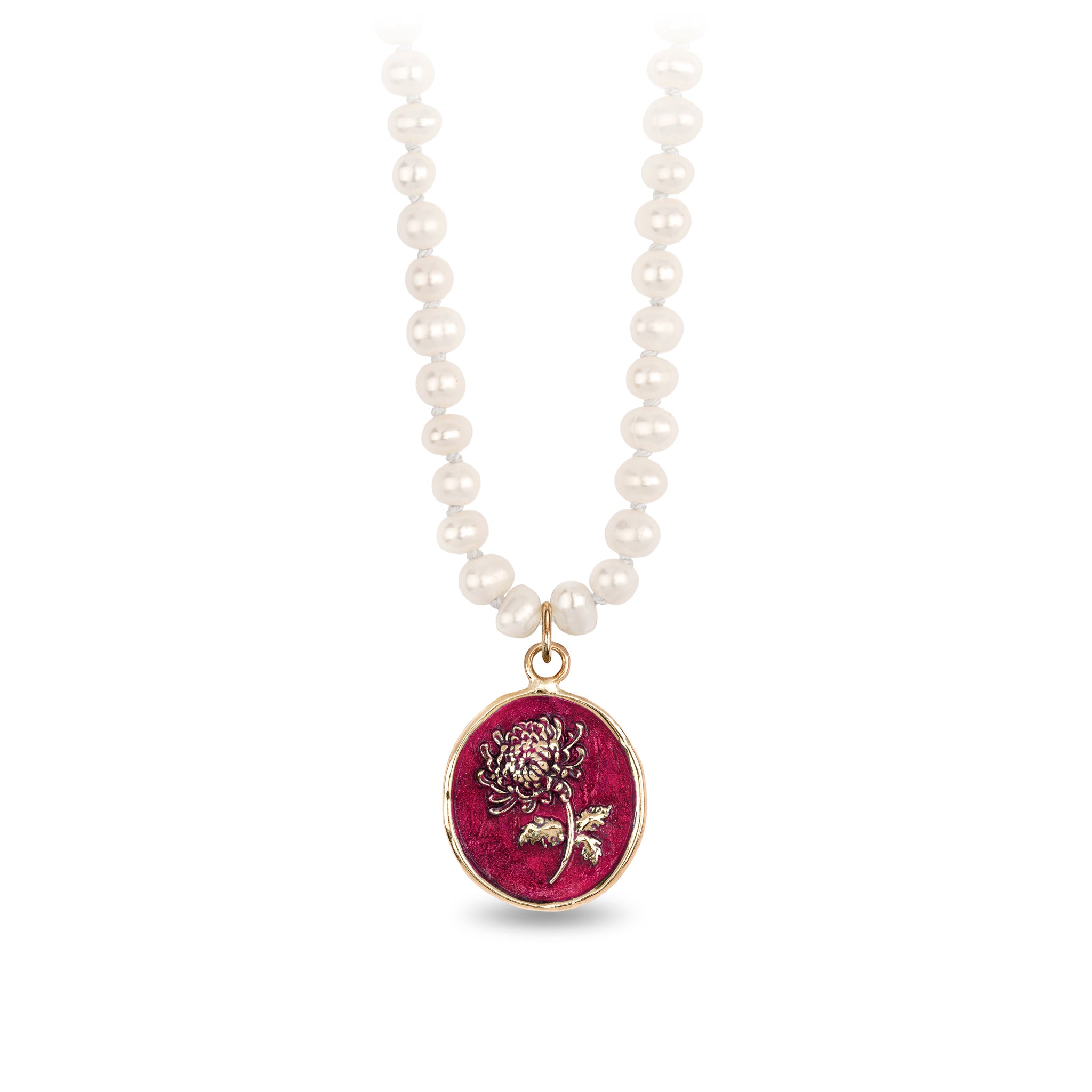 Healing Journey 14K Gold Talisman on Knotted Freshwater Pearl Necklace - True Colors
