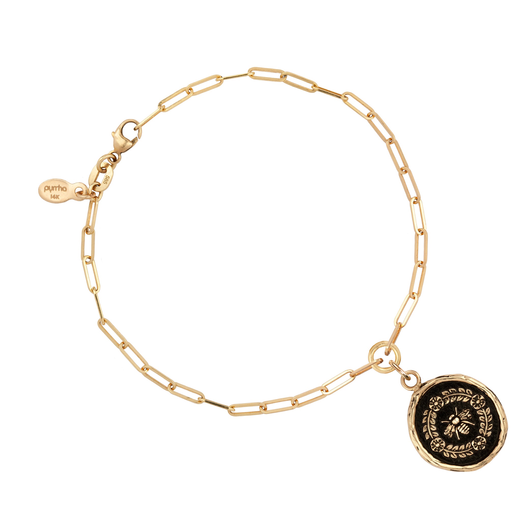 Honeybee 14K Gold Long Link Paperclip Chain Bracelet