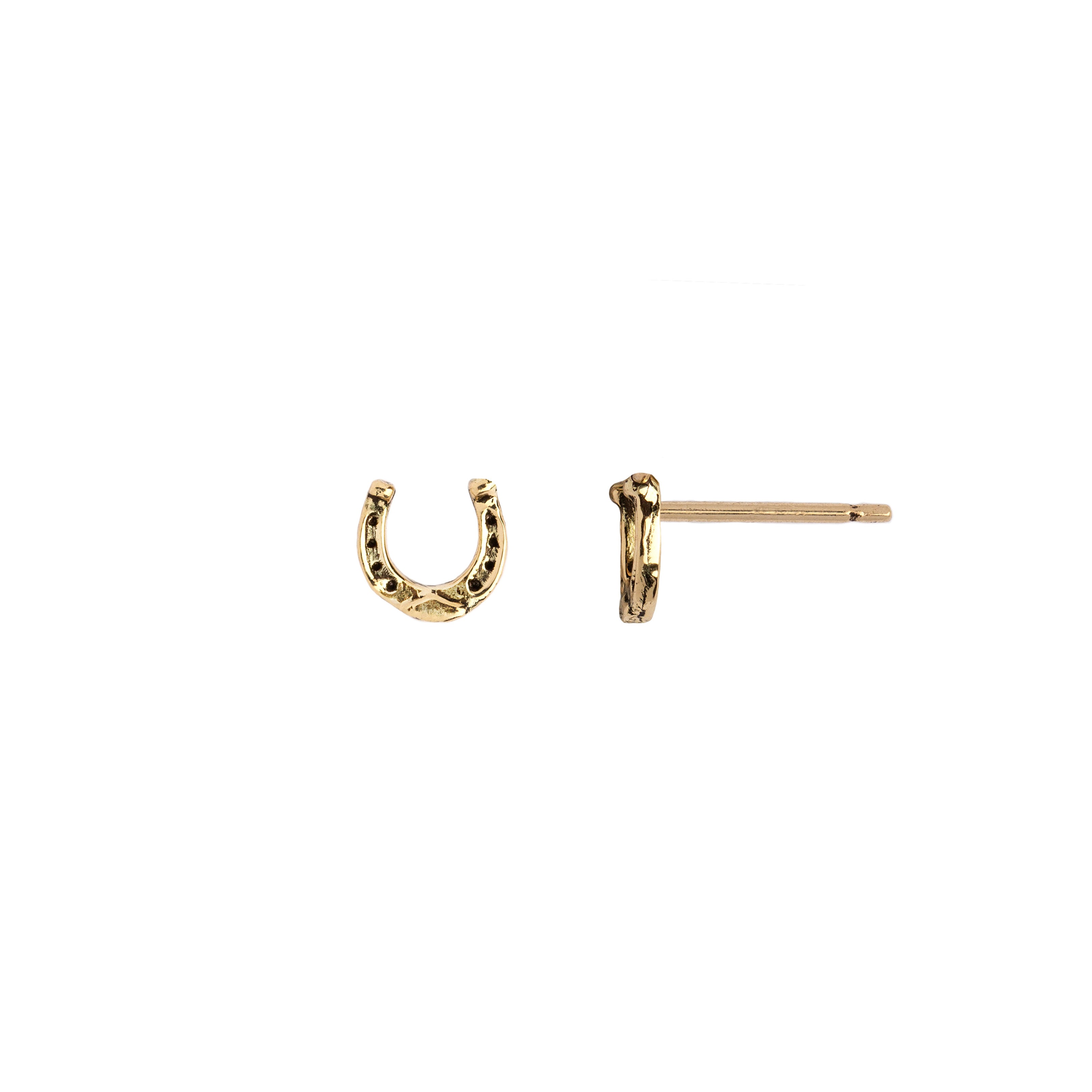 Horseshoe 14K Gold Symbol Stud