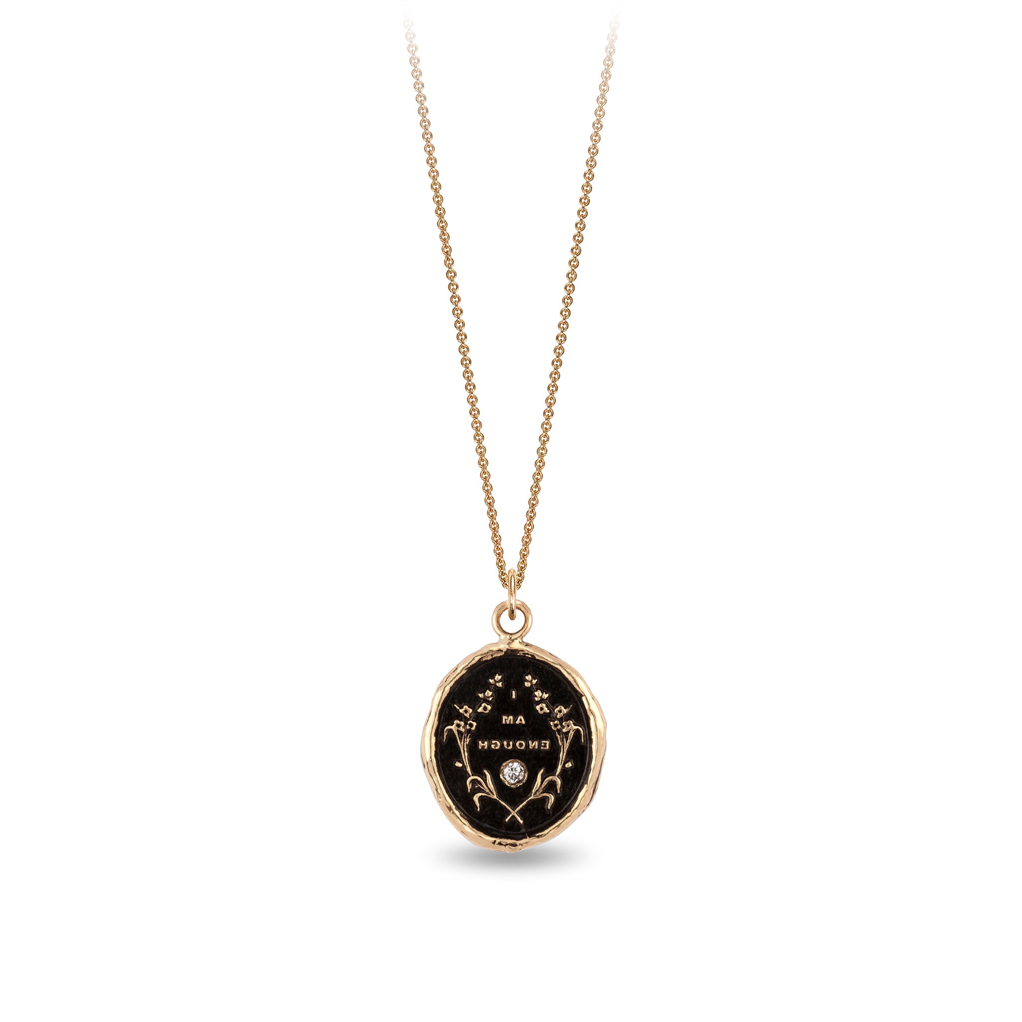 I Am Enough 14K Gold Diamond Set Talisman
