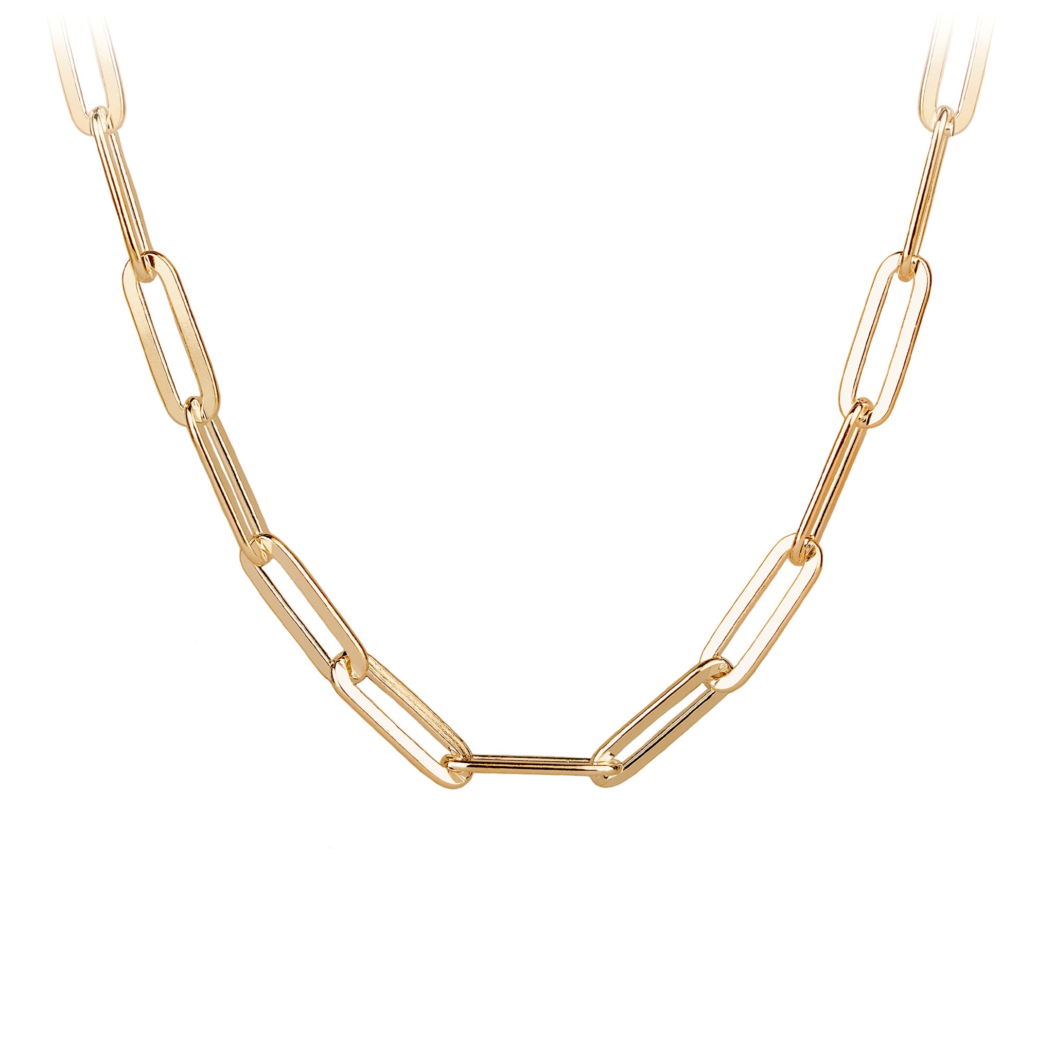 14K Gold Large Hollow Paperclip Chain