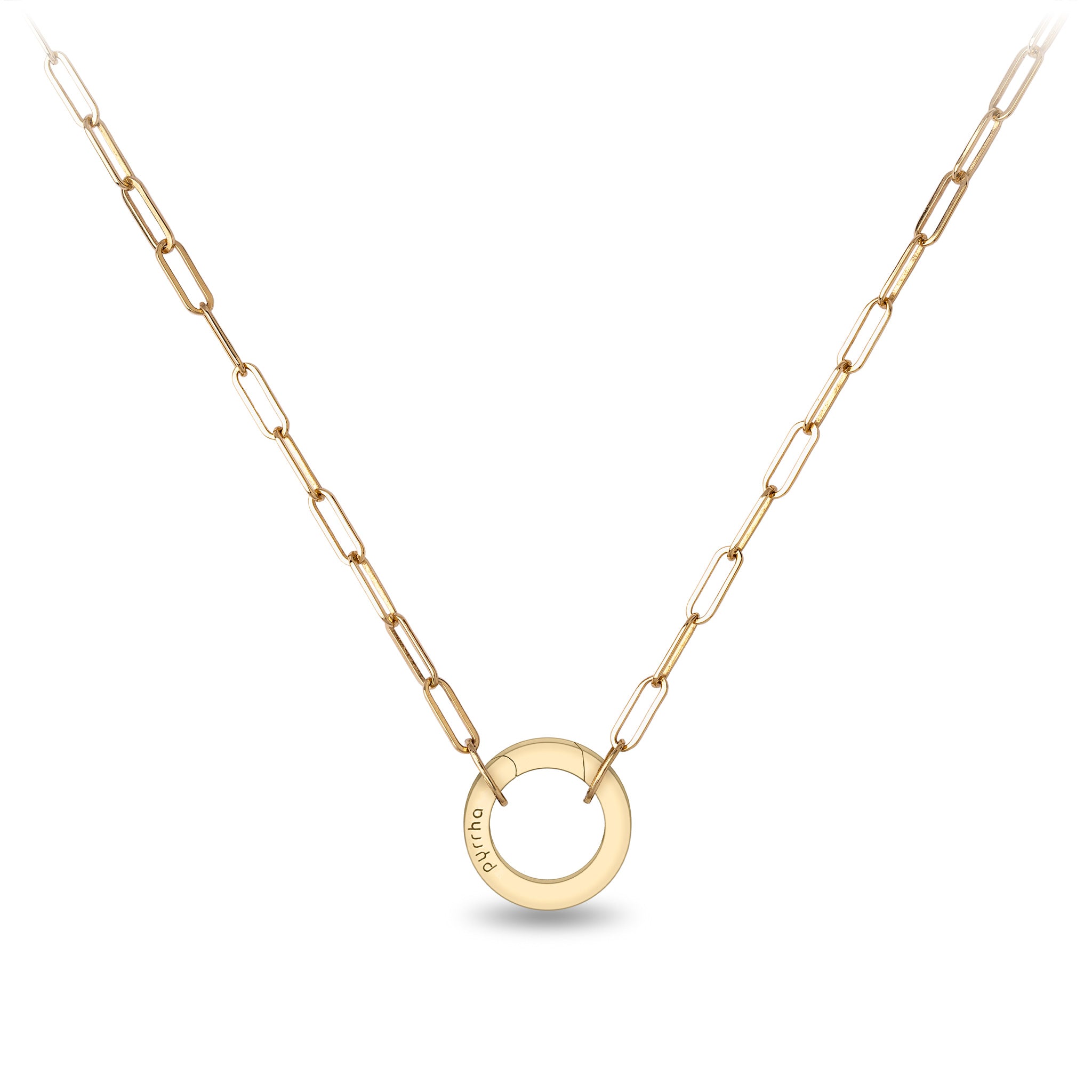 14K Gold Long Link Paperclip Chain with Talisman Clip