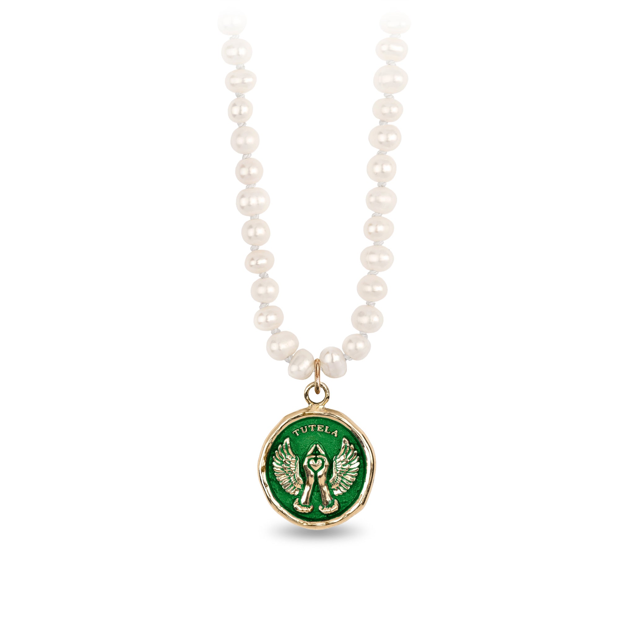 Love & Protection 14K Gold Talisman on Knotted Freshwater Pearl Necklace - True Colors