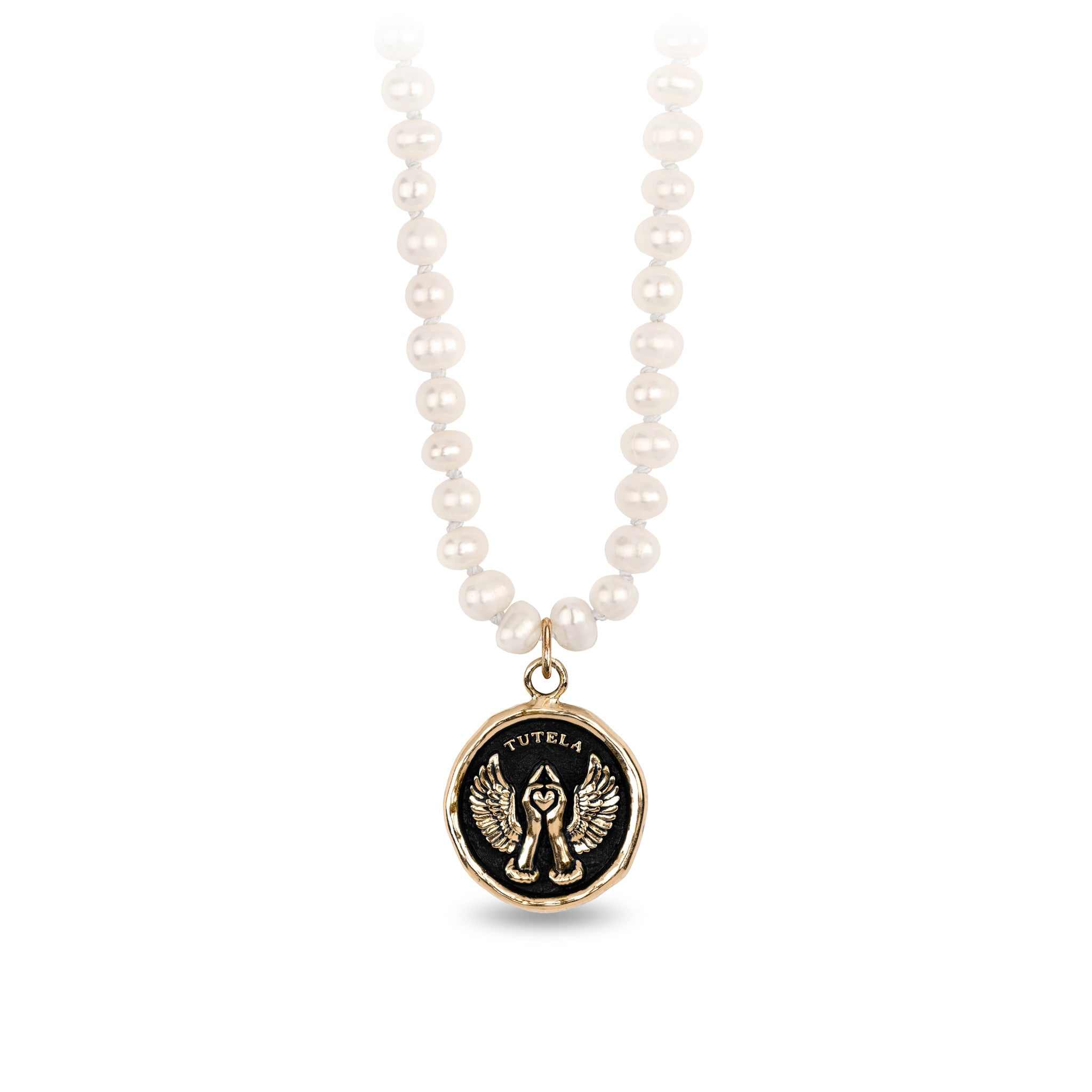 Love & Protection 14K Gold Talisman on Knotted Freshwater Pearl Necklace