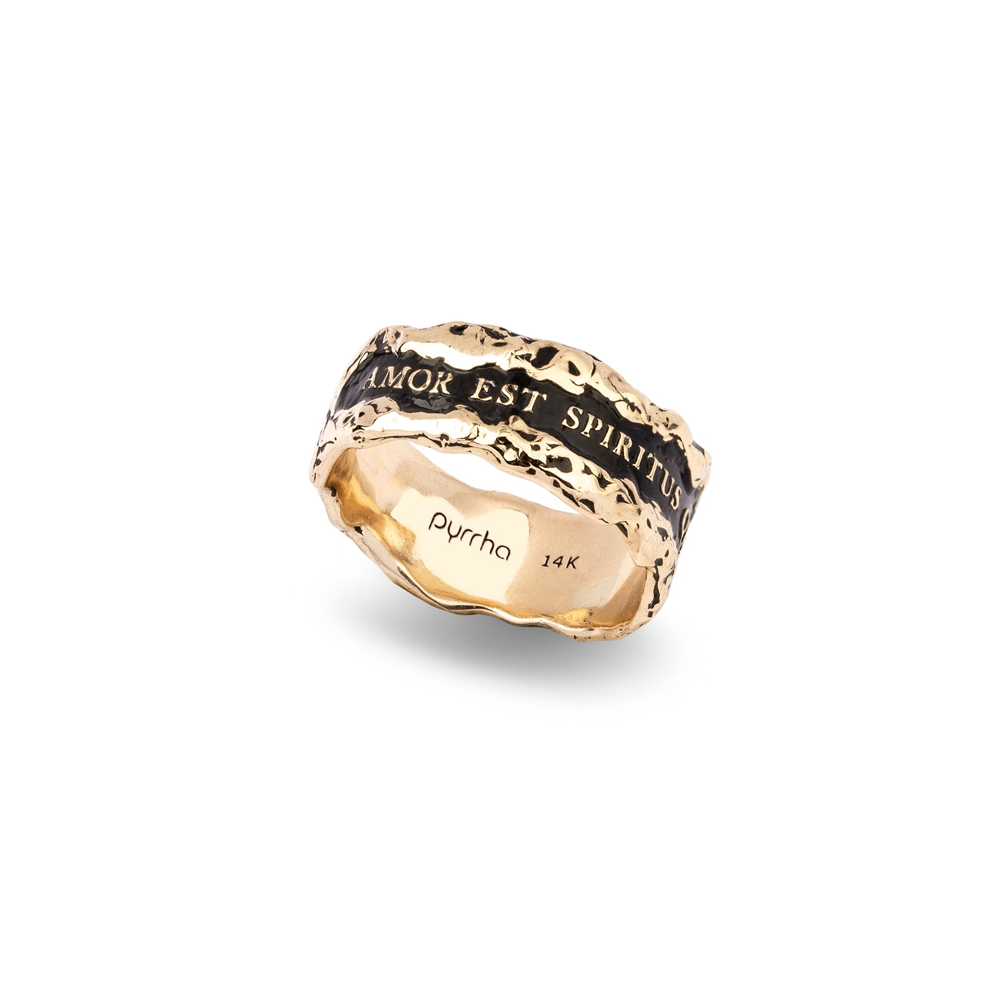 Love Is the Breath that Sustains Us Wide 14K Gold Textured Band Ring