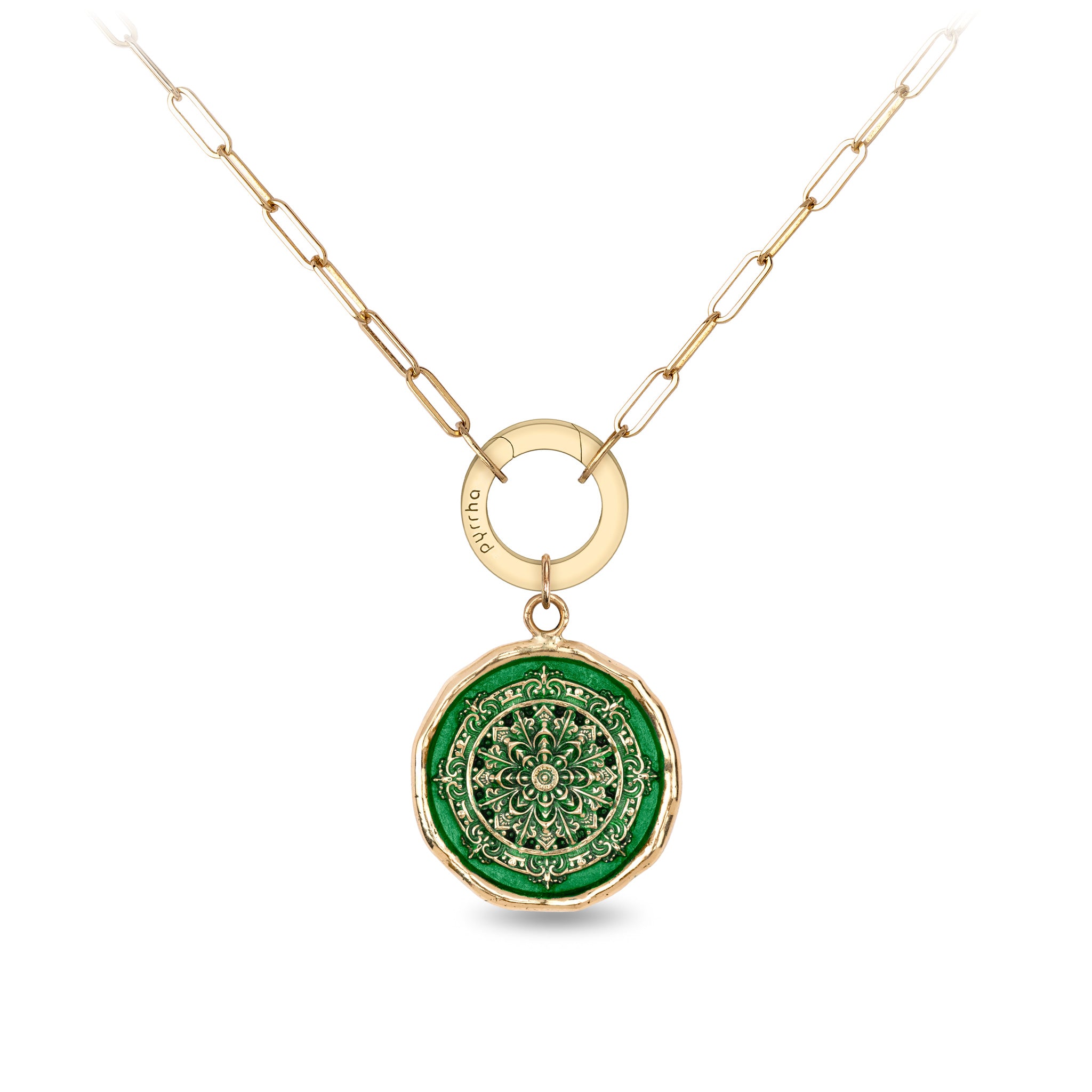 Mandala 14K Gold Long Link Paperclip Chain Necklace - True Colors