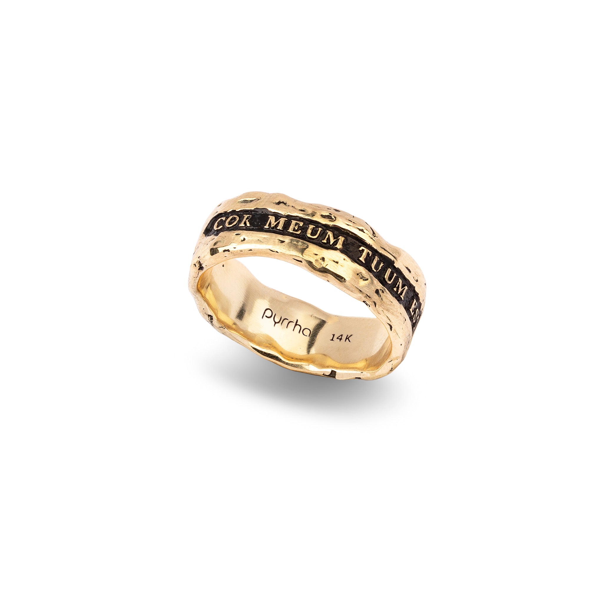 My Heart Is Yours Wide 14K Gold Textured Band Ring