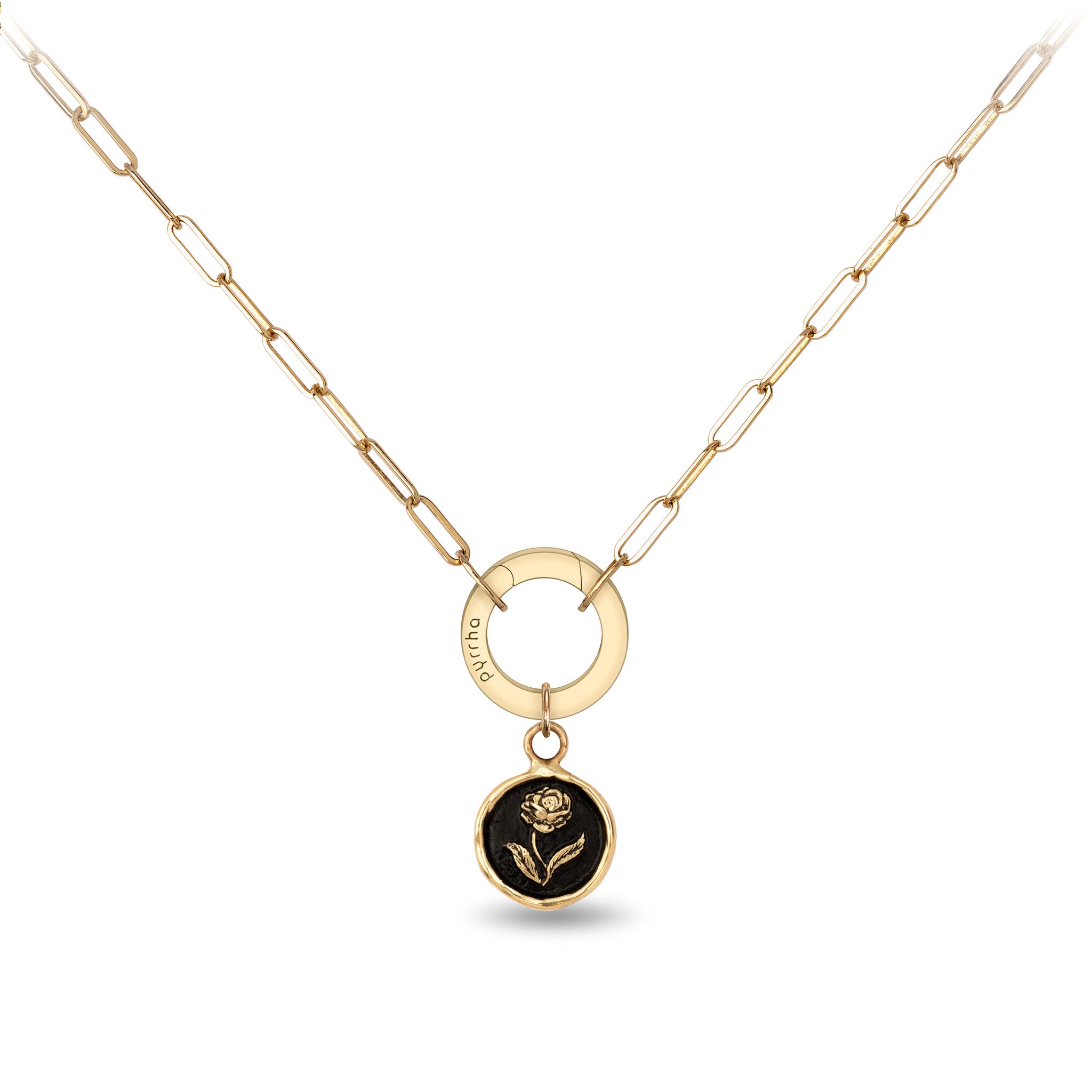 Rose 14K Gold Long Link Paperclip Chain Necklace