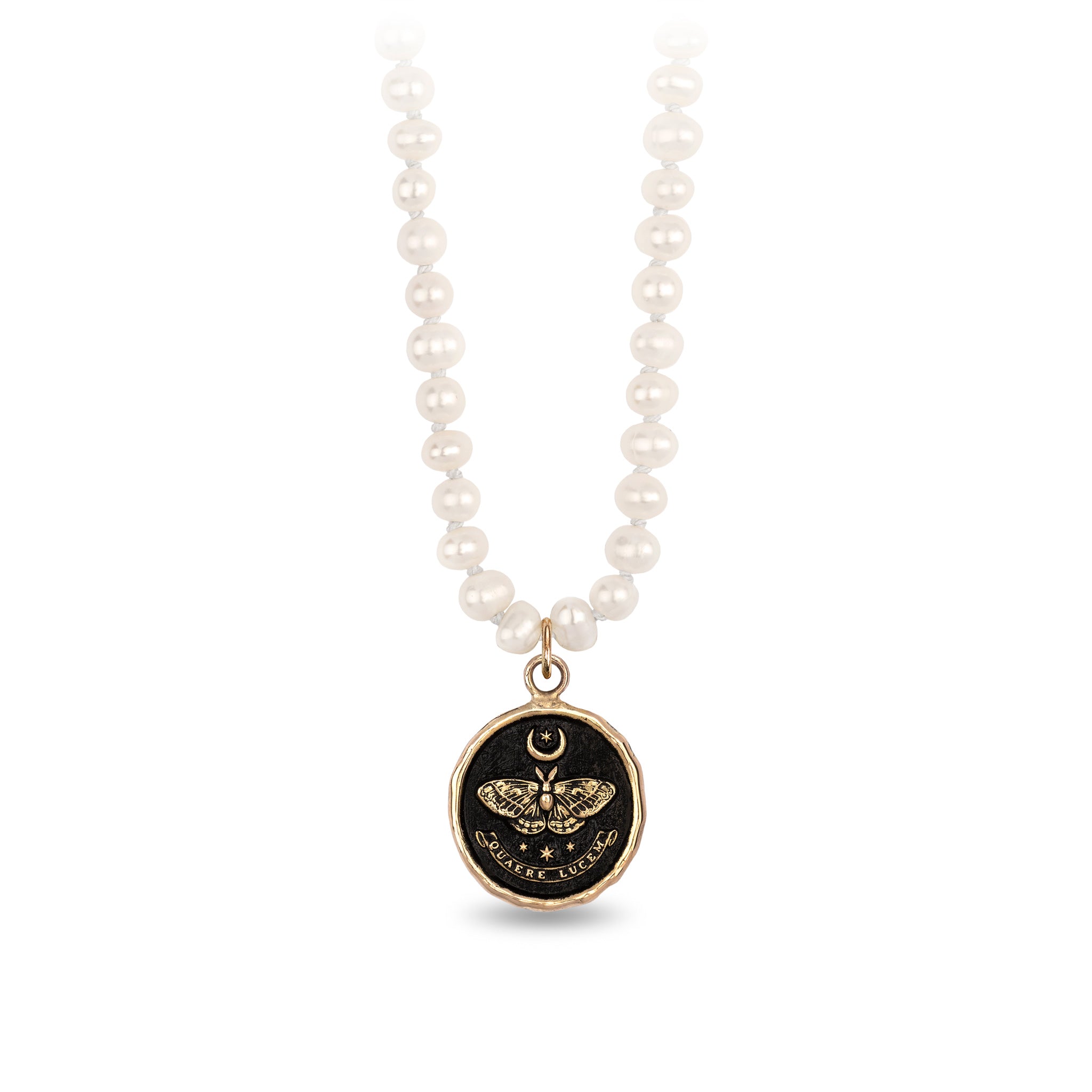 Seek the Light 14K Gold Talisman on Knotted Freshwater Pearl Necklace