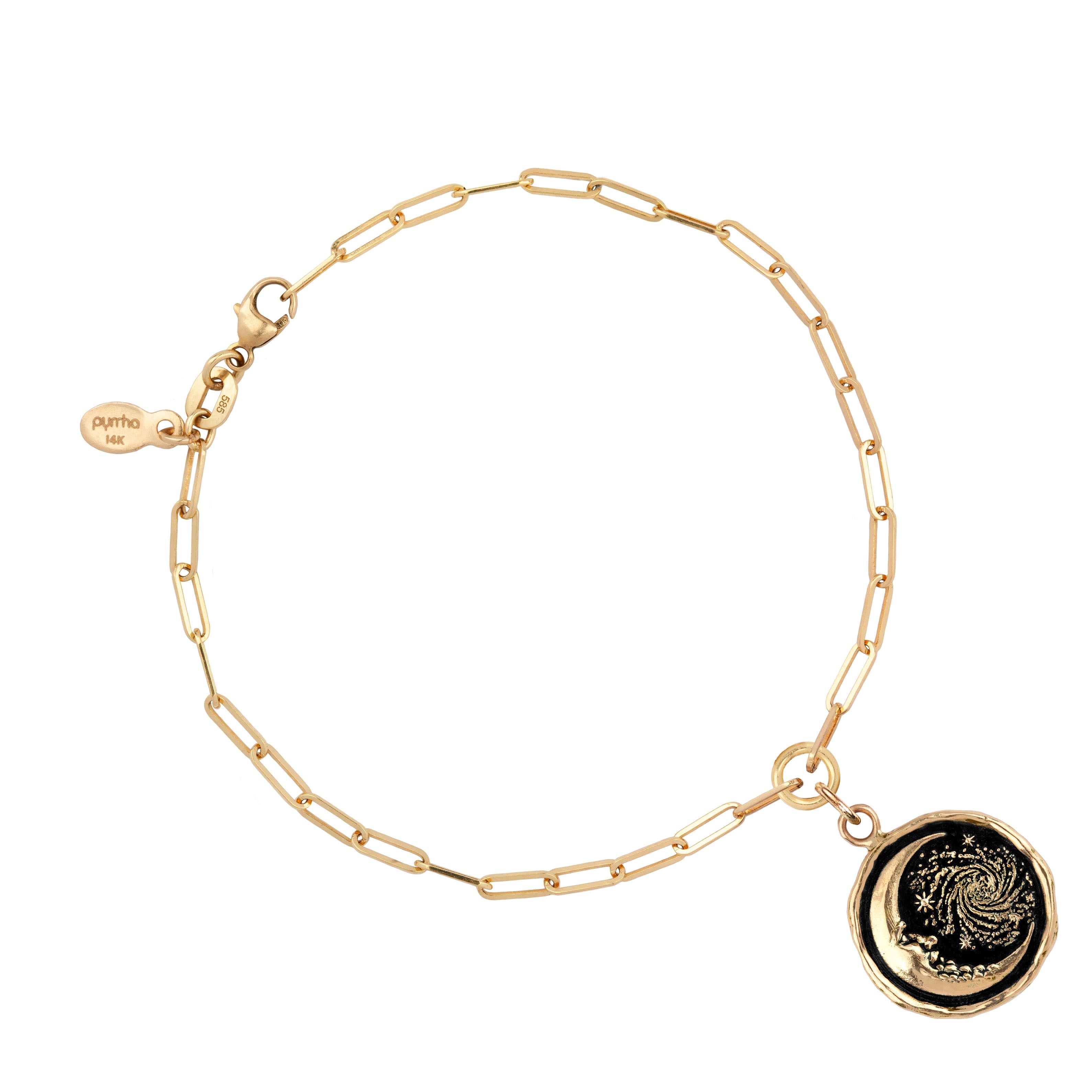 Trust the Universe 14K Gold Long Link Paperclip Chain Bracelet