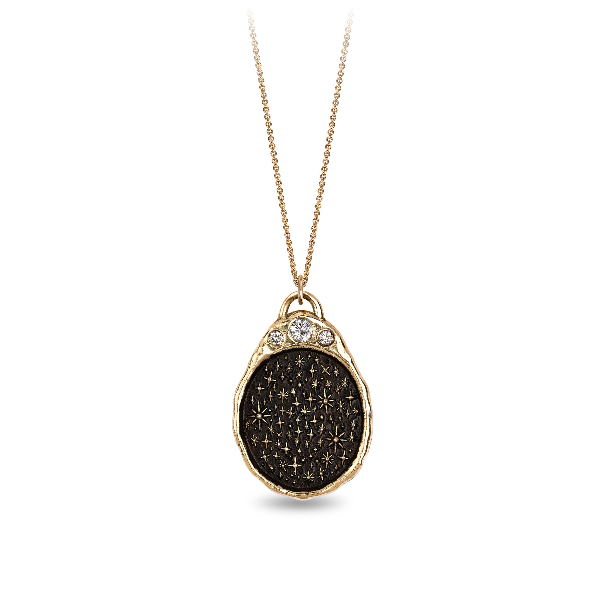We Are Stardust 14K Gold Diamond Crown Talisman