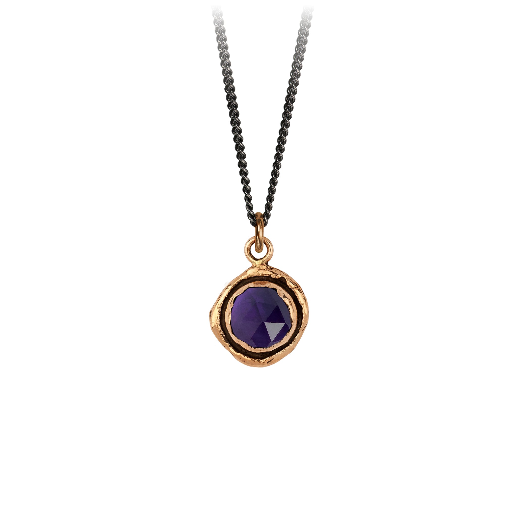 Pyrrha Amethyst Faceted Stone Talisman Necklace Bronze