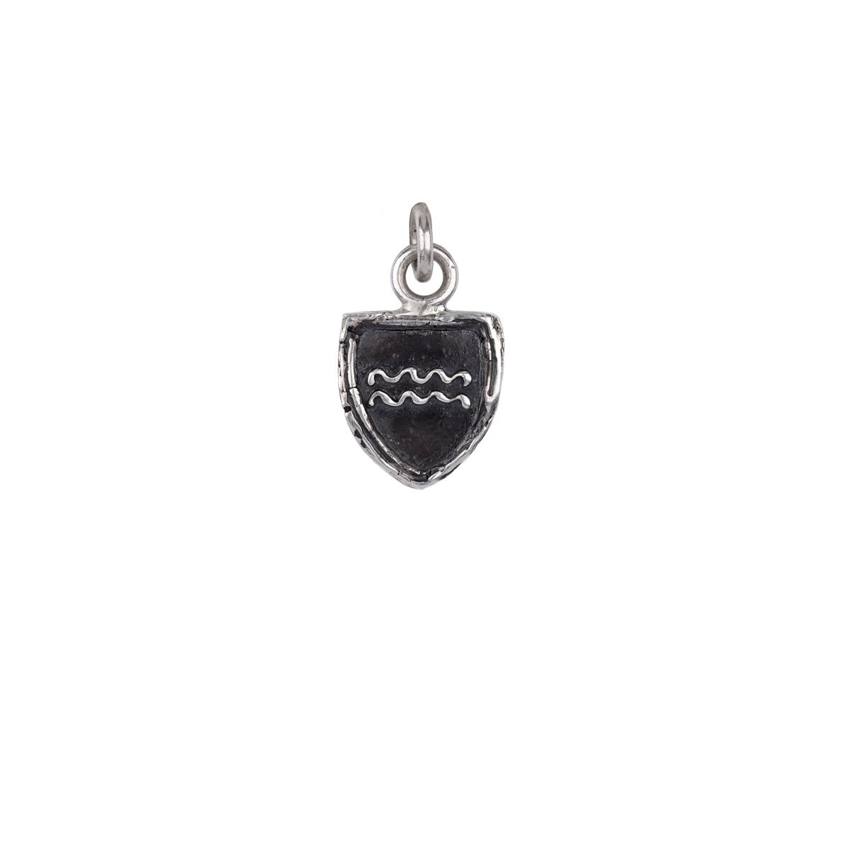 A sterling silver Aquarius zodiac charm.