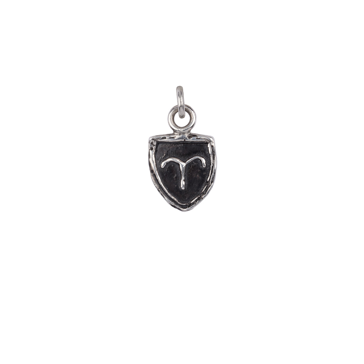A sterling silver Aries zodiac charm.