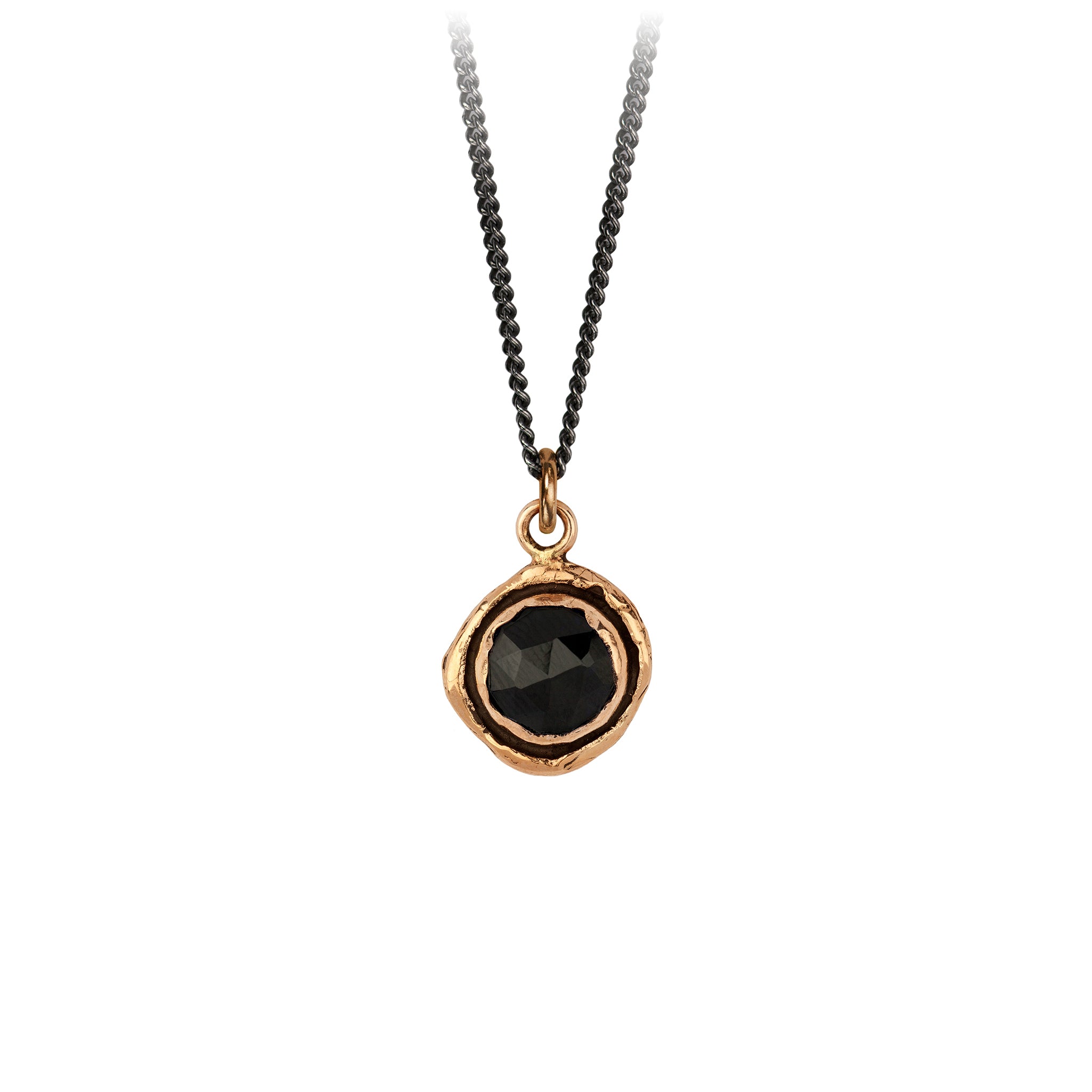 Pyrrha Black Onyx Faceted Stone Talisman Necklace Bronze