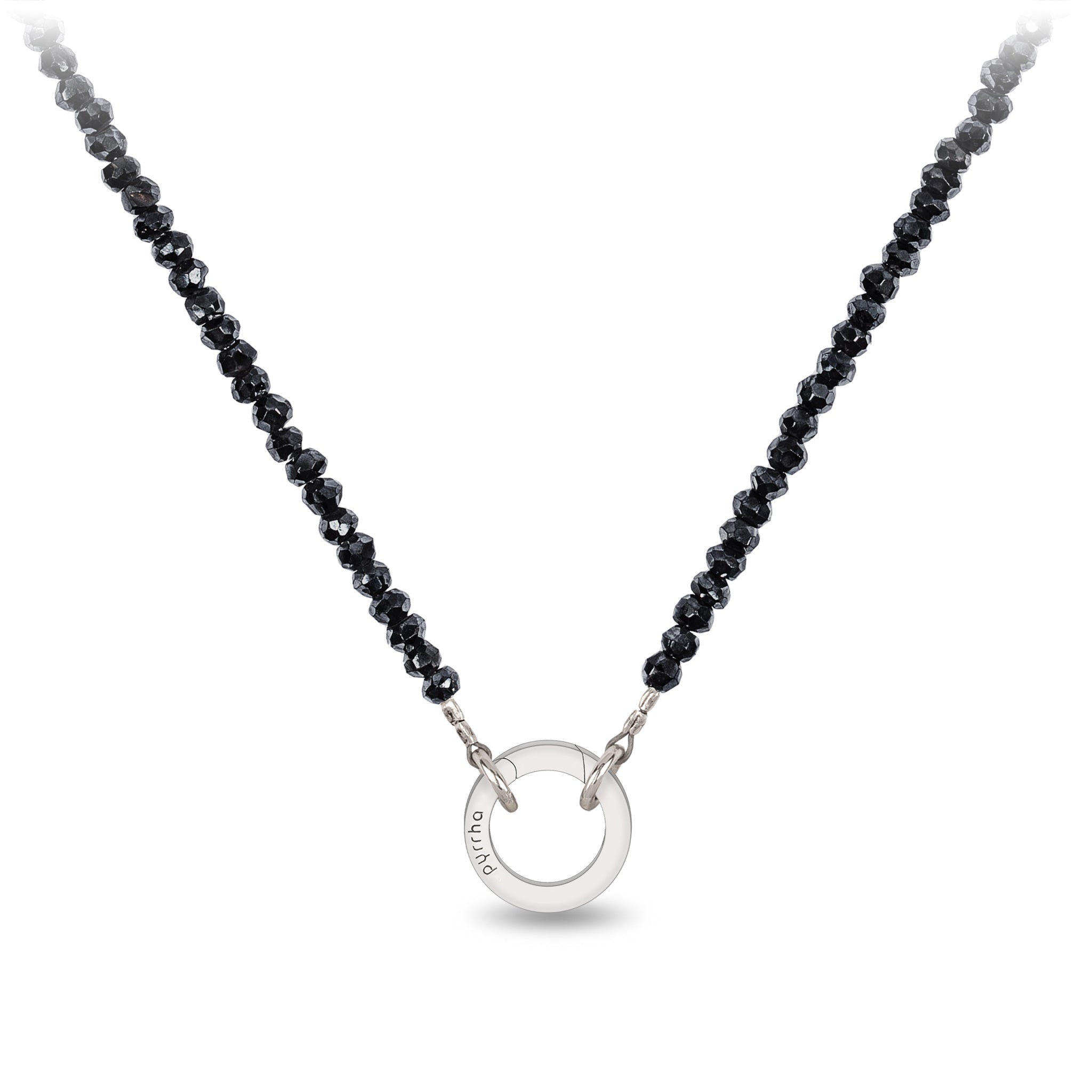 Black Spinel Faceted Stone Choker with Talisman Clip