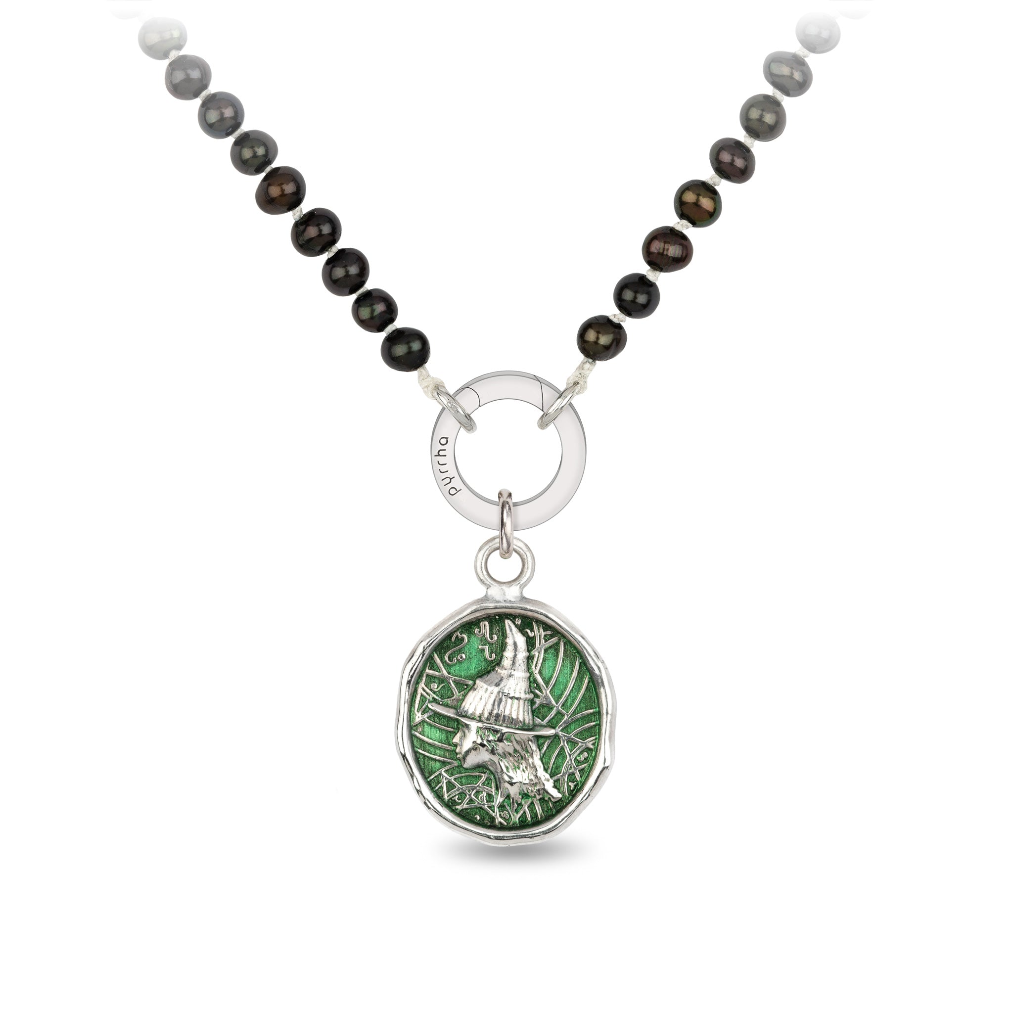 Elphaba Knotted Freshwater Pearl Necklace - Wicked Green
