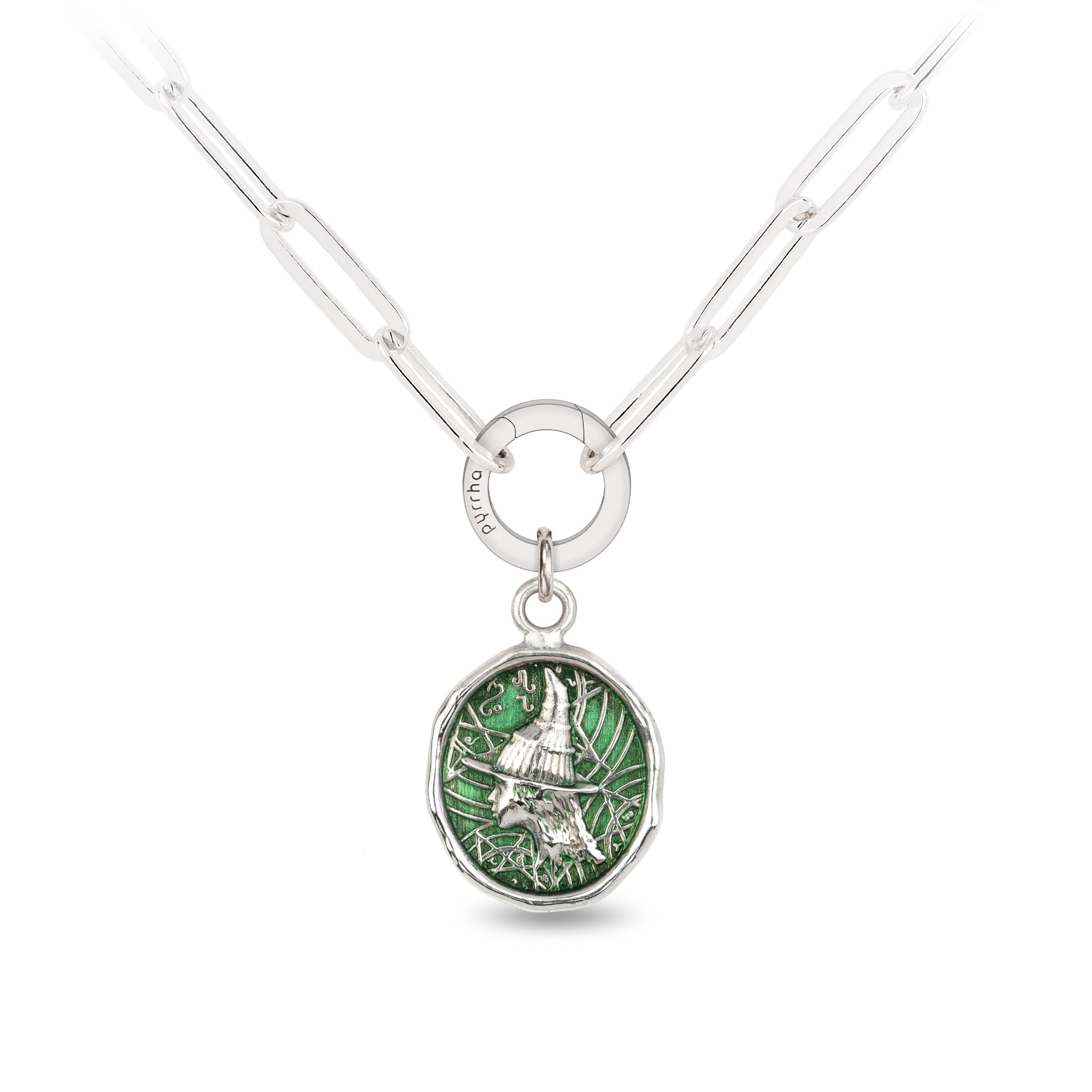 Elphaba Large Paperclip Chain Necklace - Wicked Green