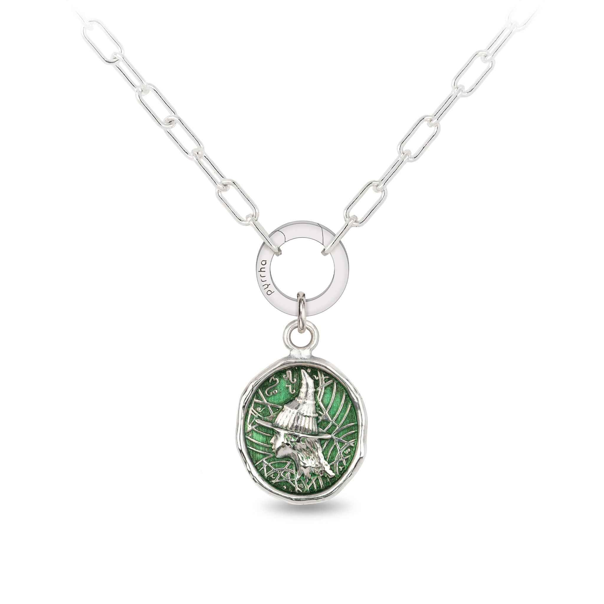 Elphaba Small Paperclip Chain Necklace - Wicked Green