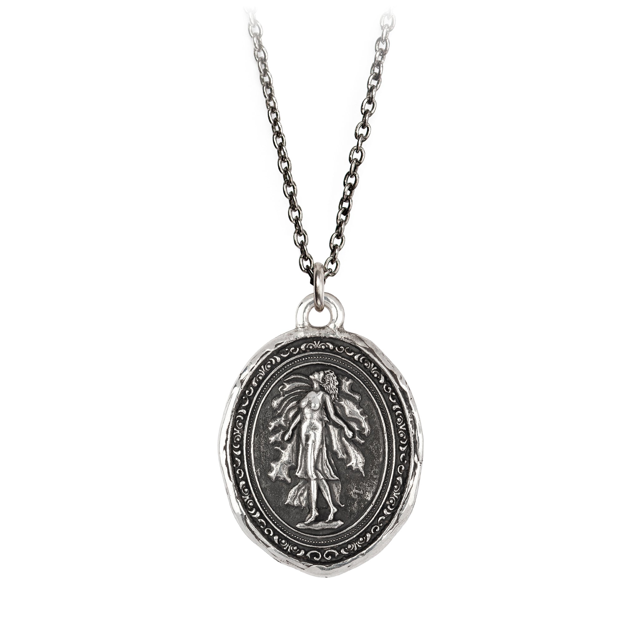 Pyrrha Gaia Goddess Talisman Necklace Silver