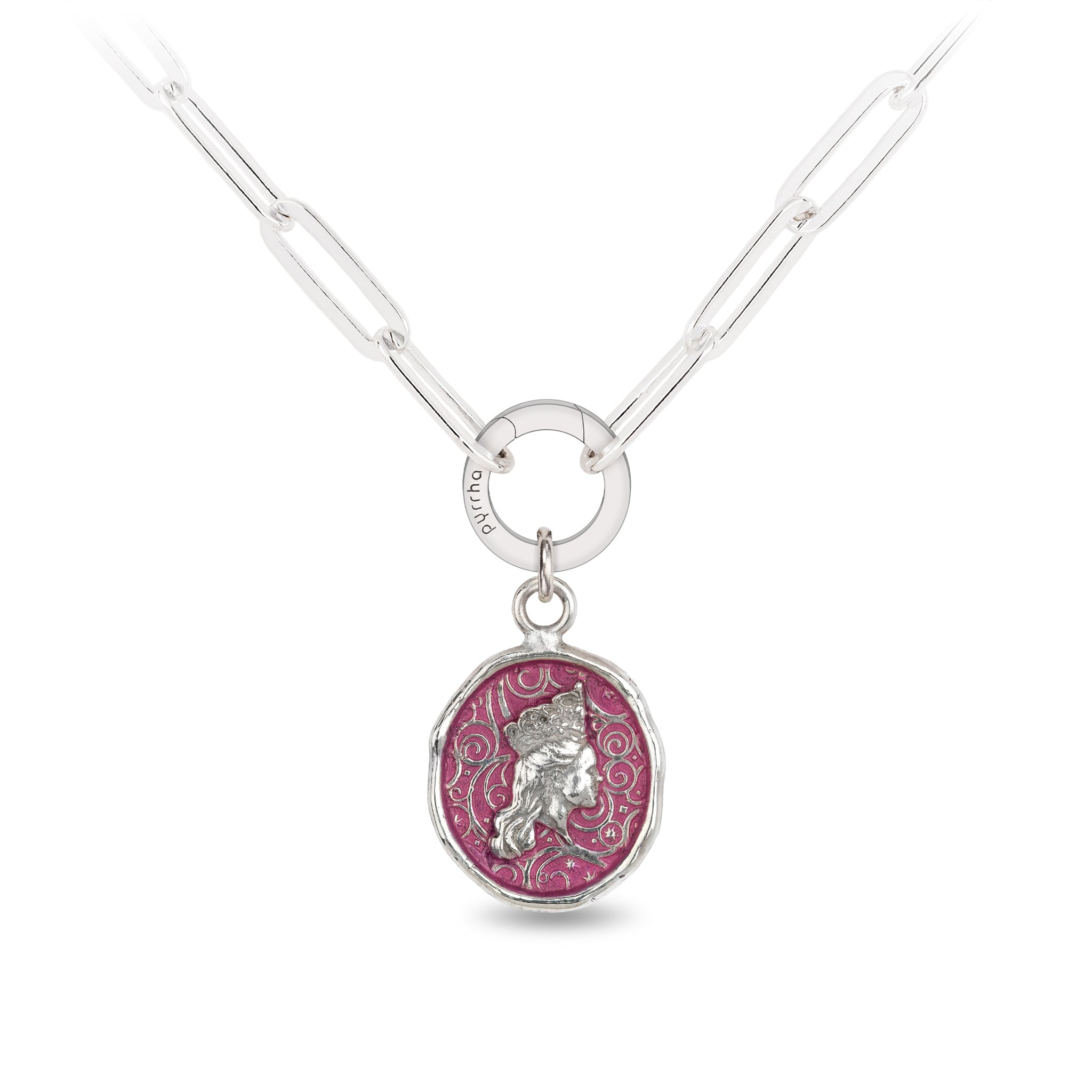 Glinda Large Paperclip Chain Necklace - Wicked Pink