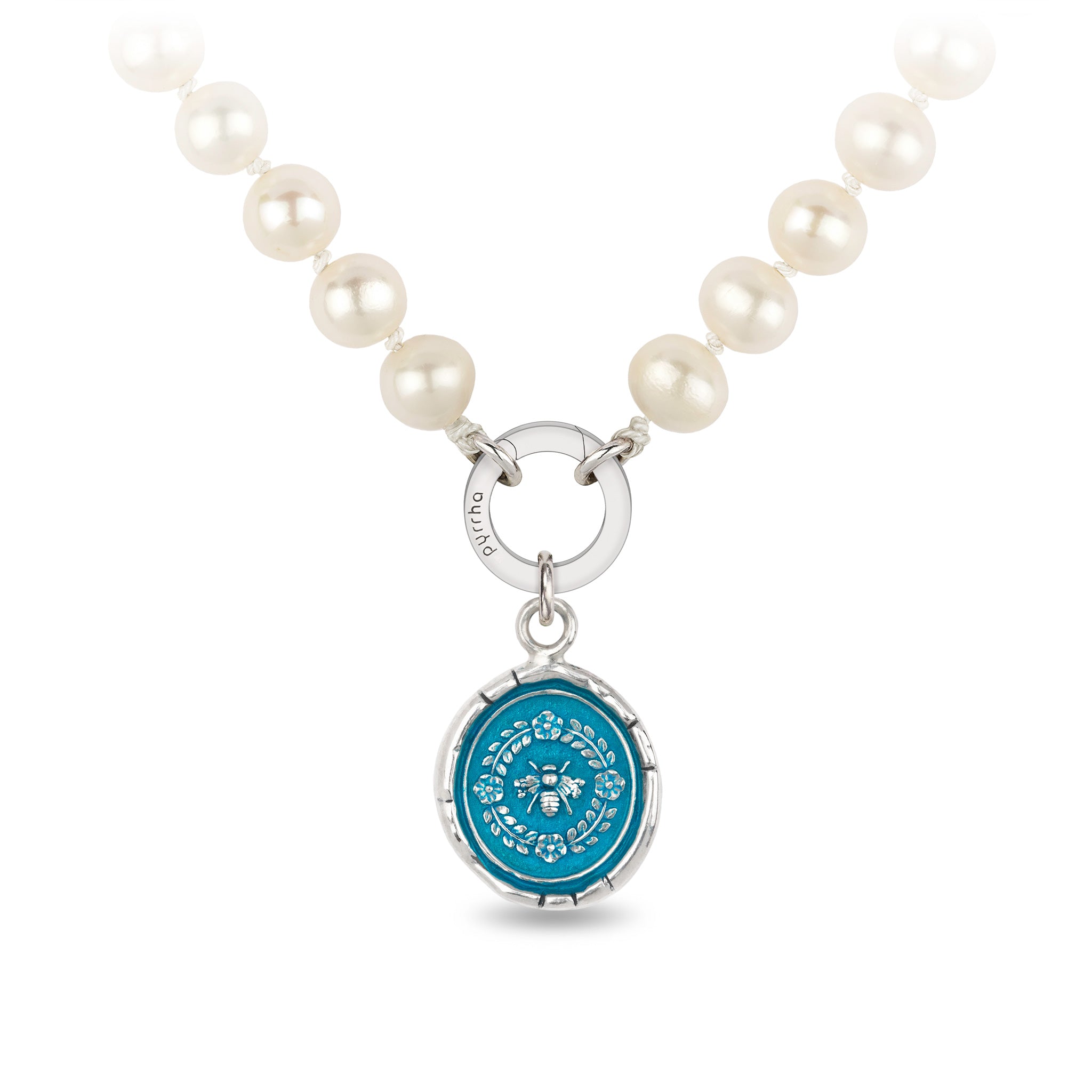 Honeybee Knotted Freshwater Pearl Necklace - Capri Blue