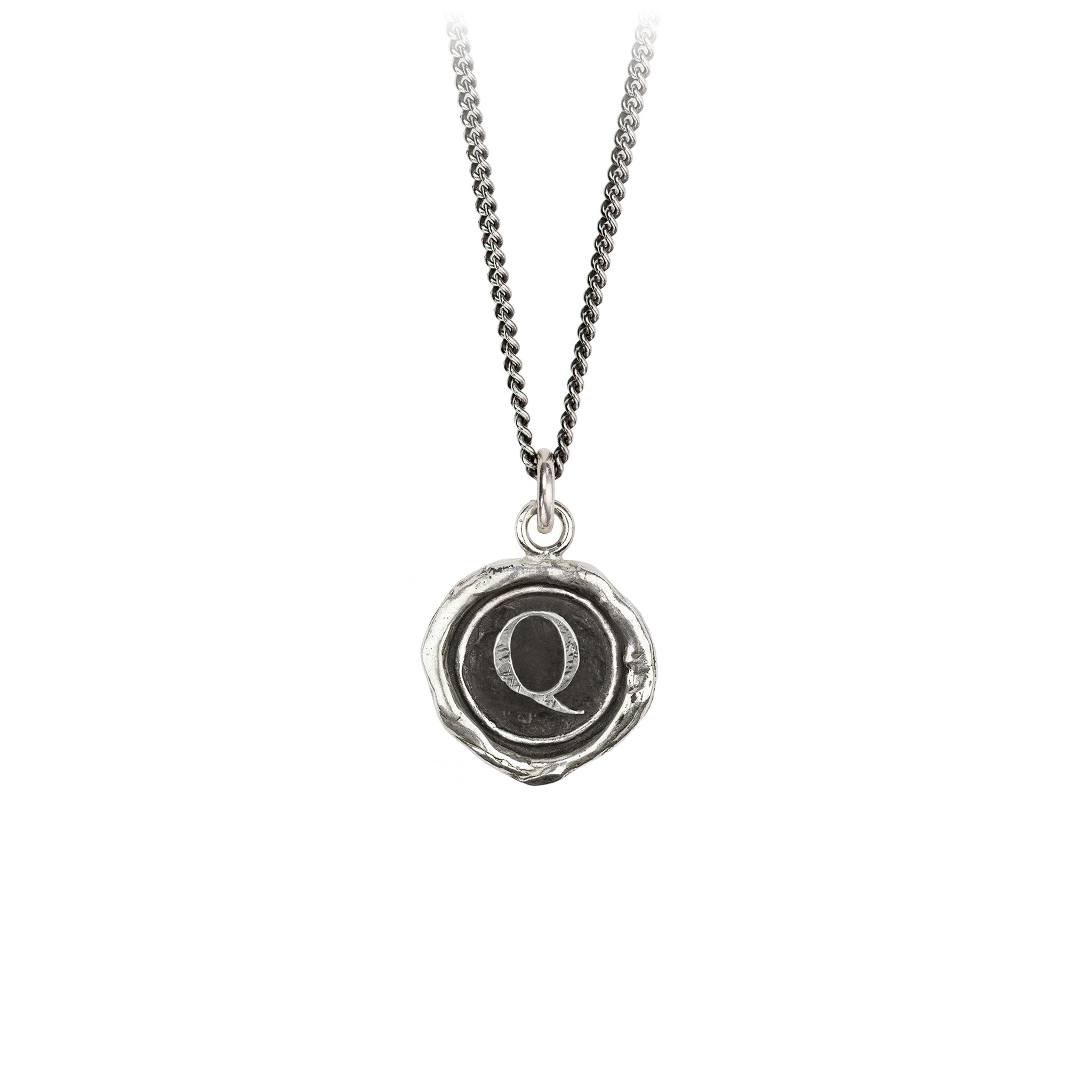 Pyrrha Initial Q Talisman Necklace Silver