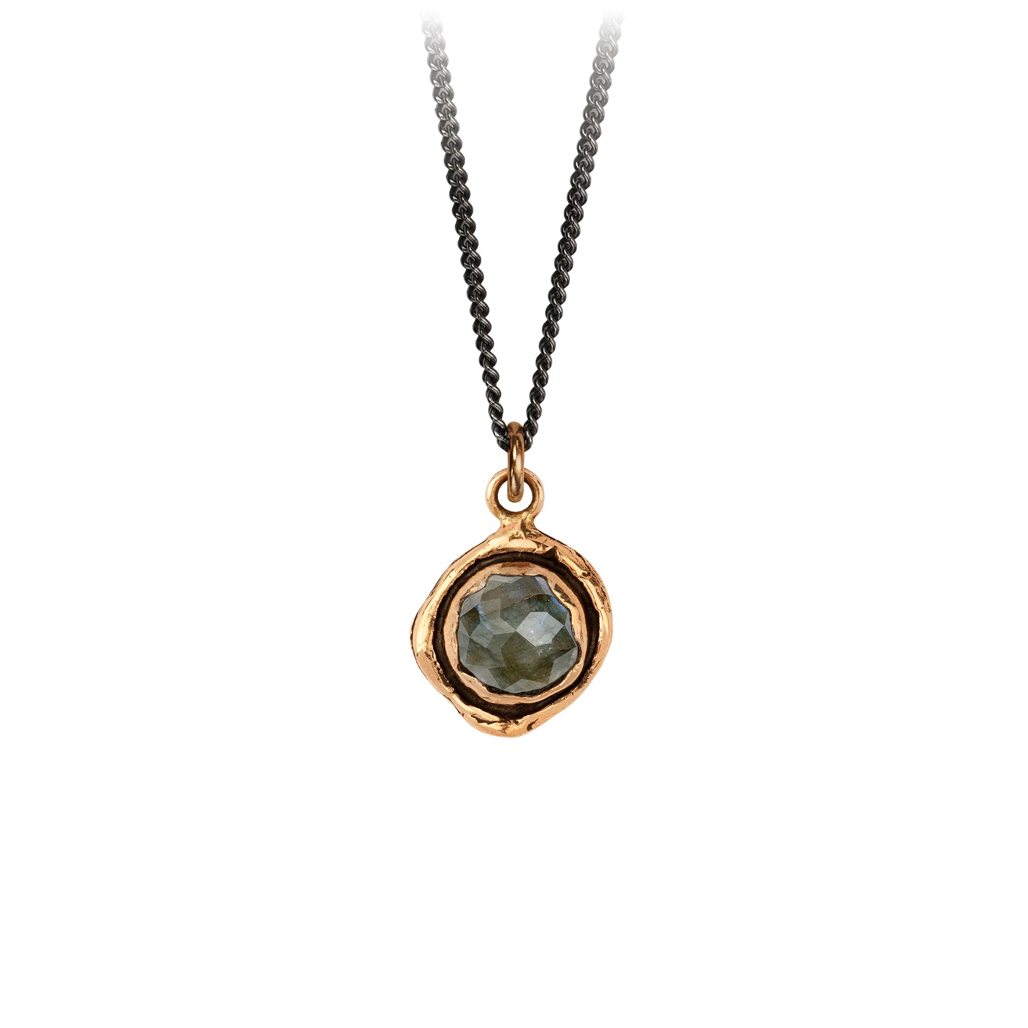 Pyrrha Labradorite Faceted Stone Talisman Necklace Bronze