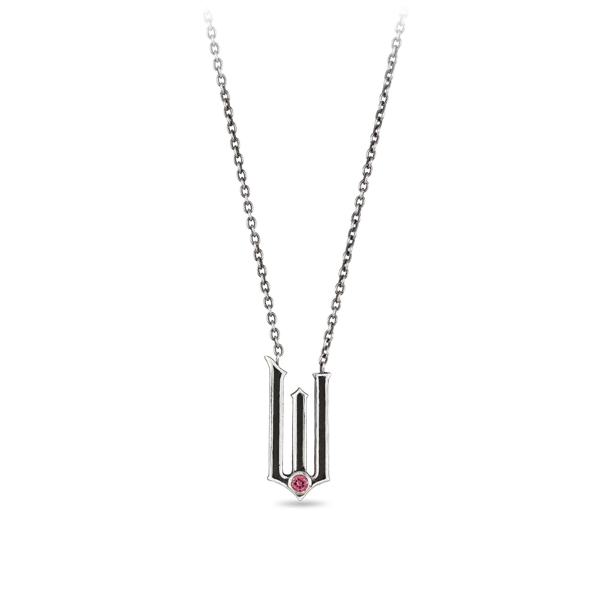 W Pink Tourmaline Set Inline Necklace