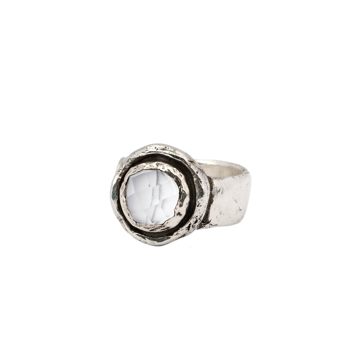 Clear Quartz Faceted Stone Talisman Ring