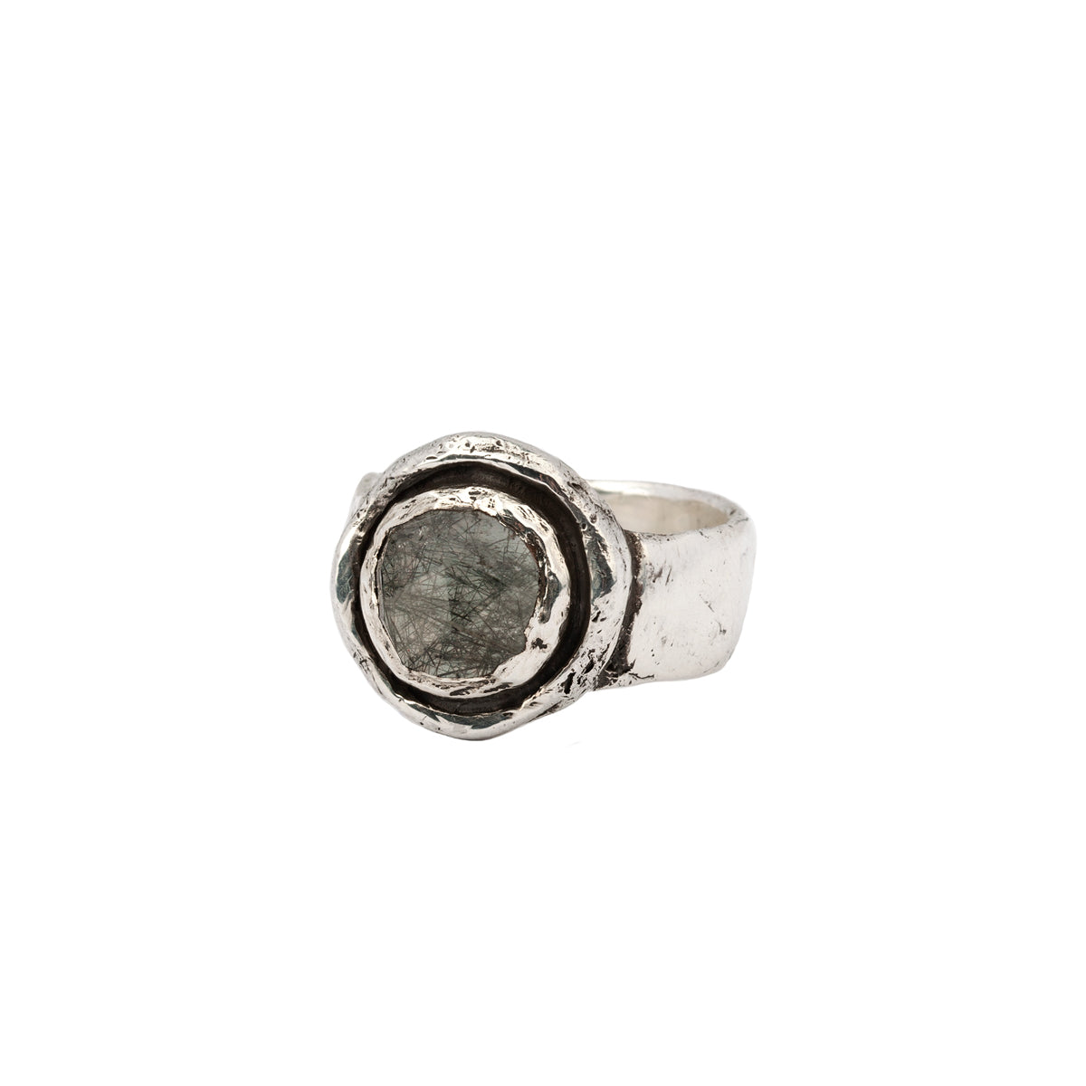 Tourmalated Quartz Faceted Stone Talisman Ring