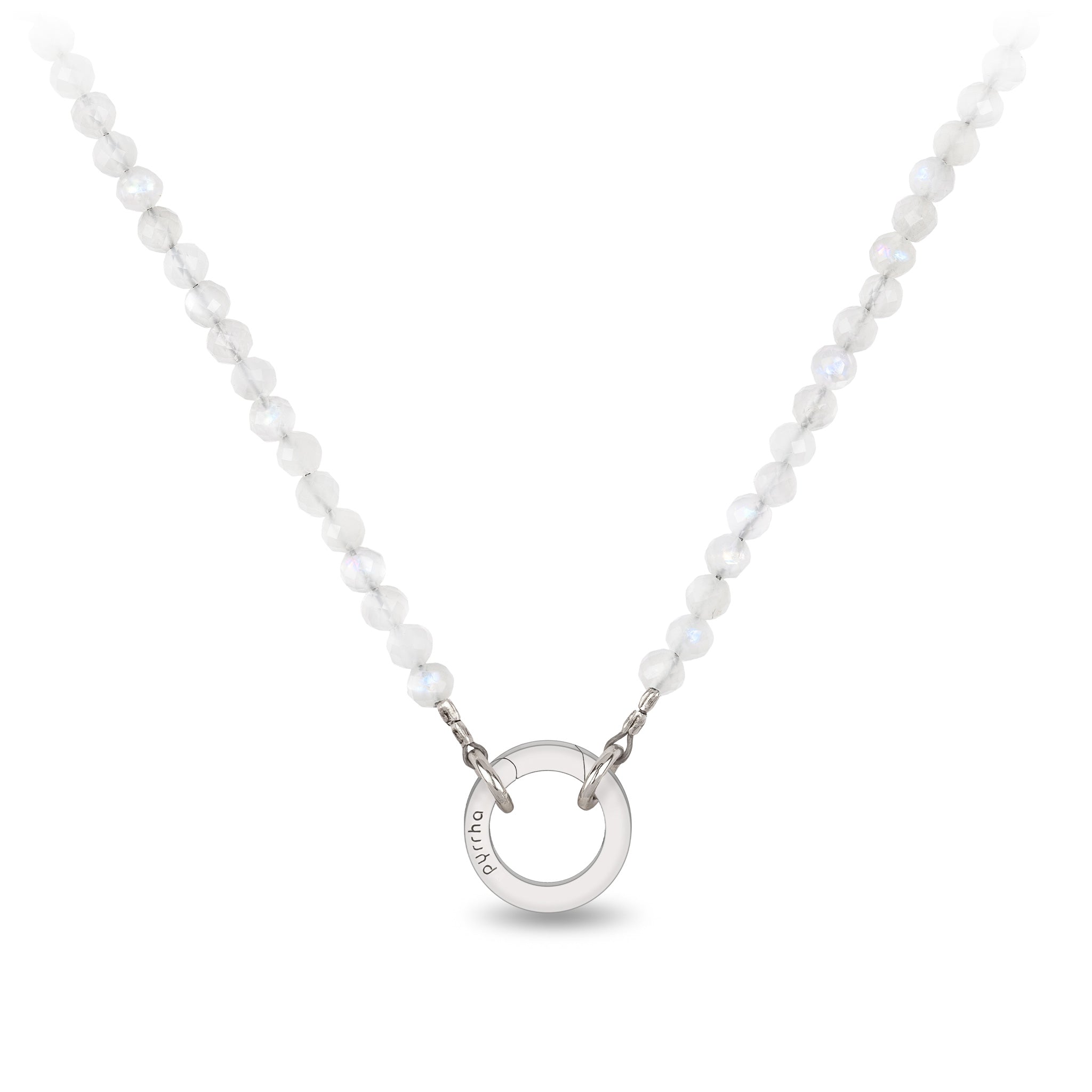 White Moonstone Faceted Stone Choker with Talisman Clip