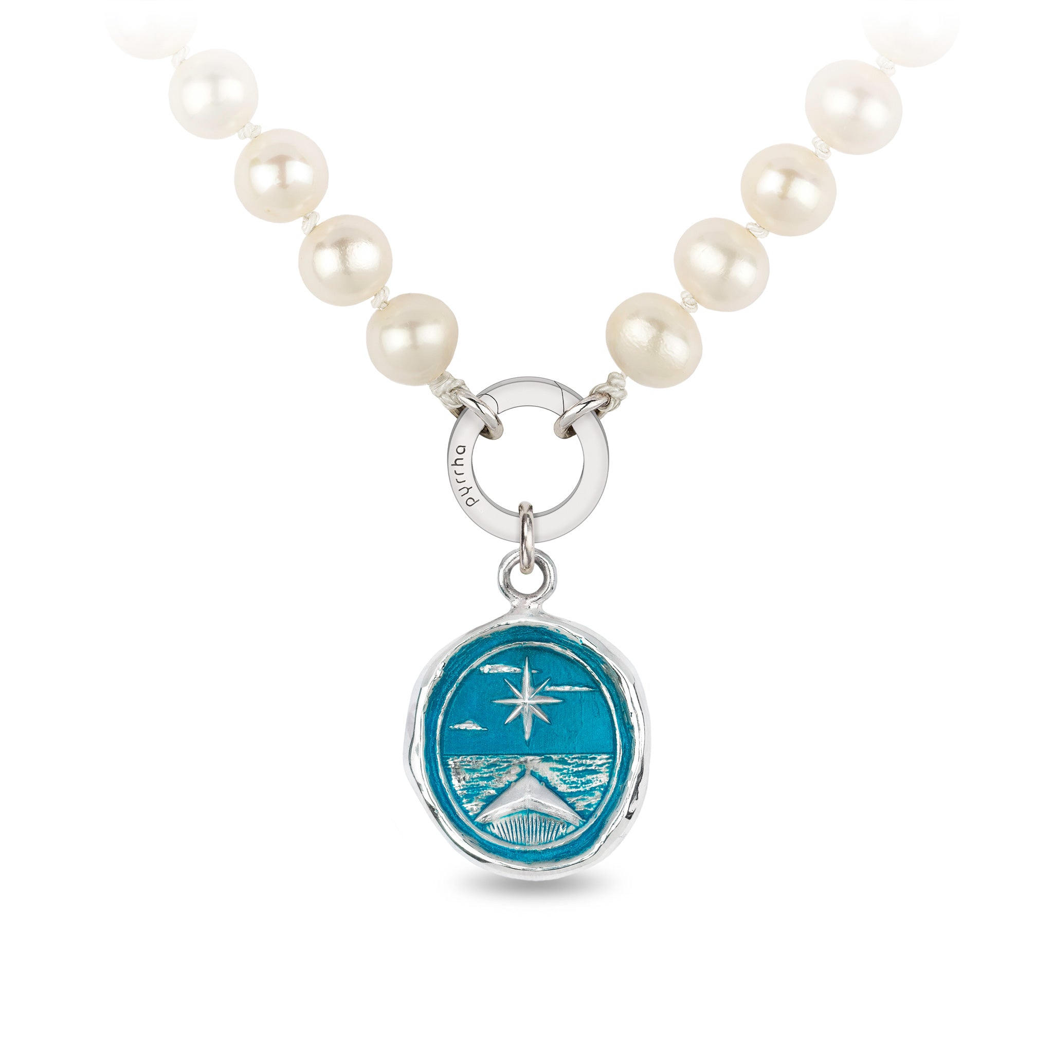 North Star Knotted Freshwater Pearl Necklace - Capri Blue