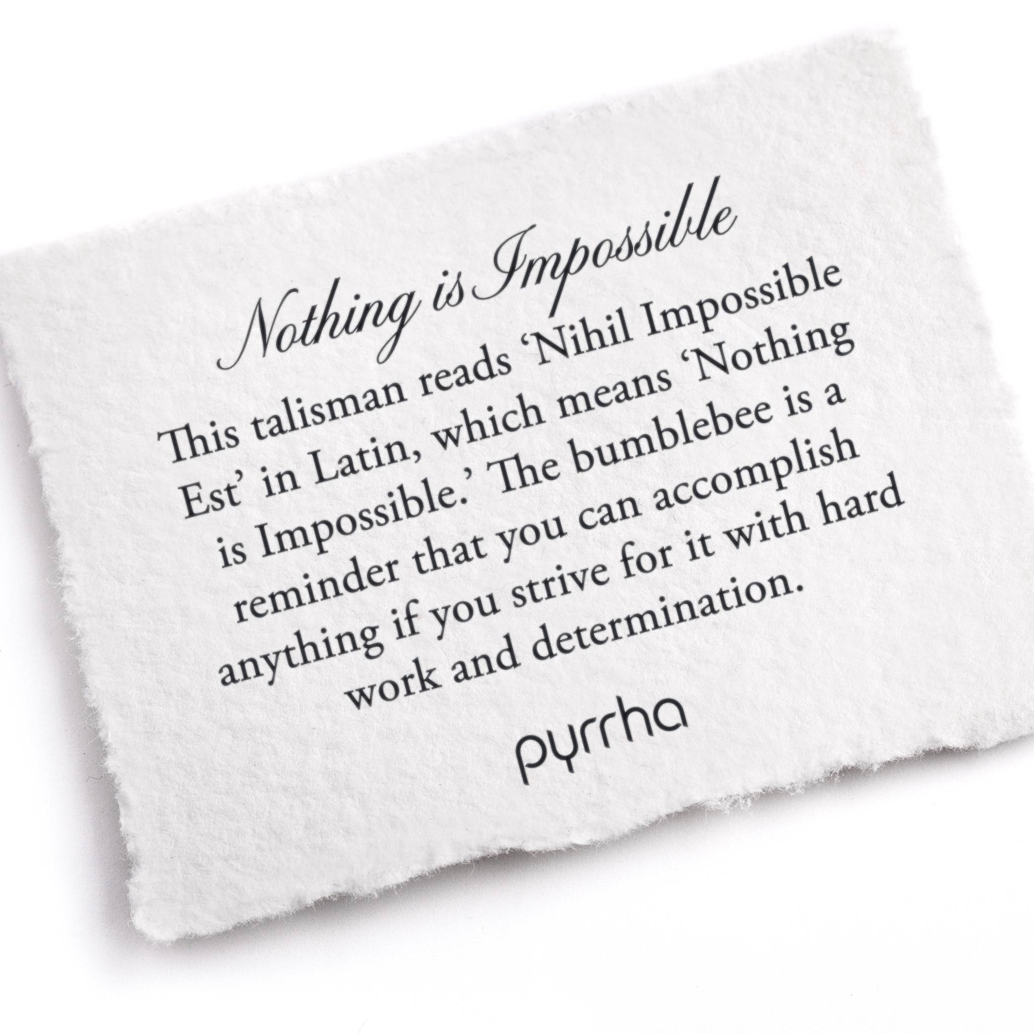 A hand-torn, letterpress printed card describing the meaning for Pyrrha's Nothing is Impossible Talisman