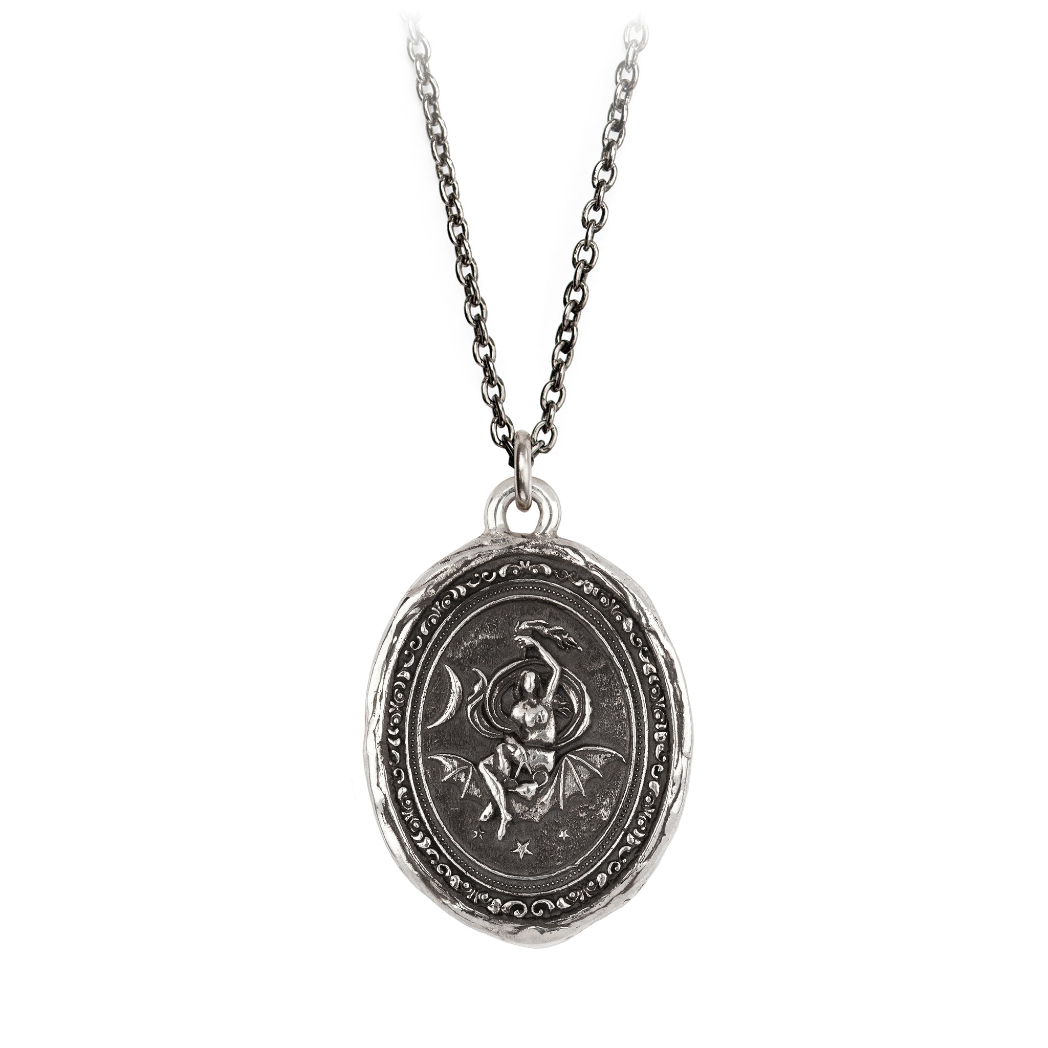 Pyrrha Nyx Goddess Talisman Necklace Silver