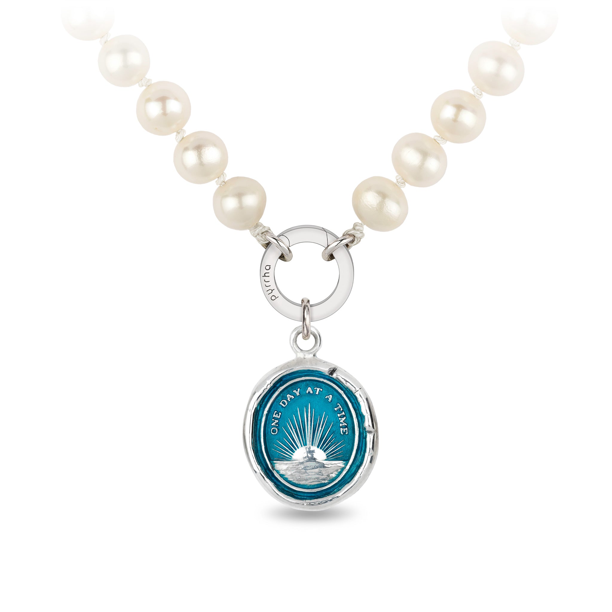 One Day at a Time Knotted Freshwater Pearl Necklace - Capri Blue