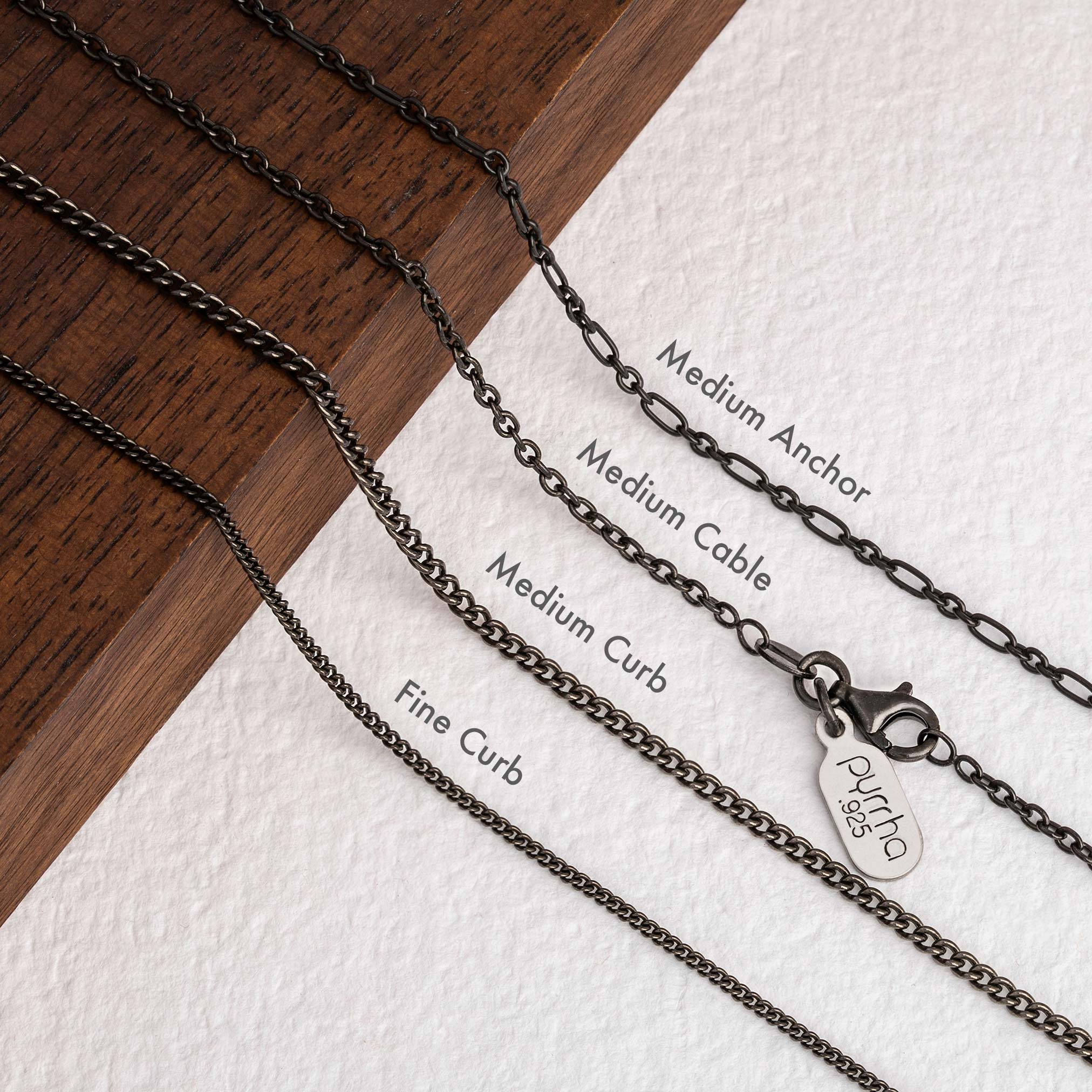 Black Sterling Silver Chain Options