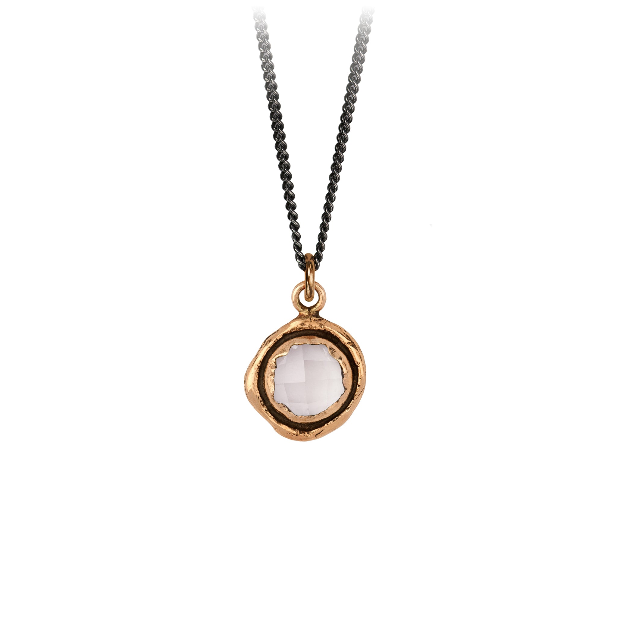 Pyrrha Rose Quartz Faceted Stone Talisman Necklace Bronze