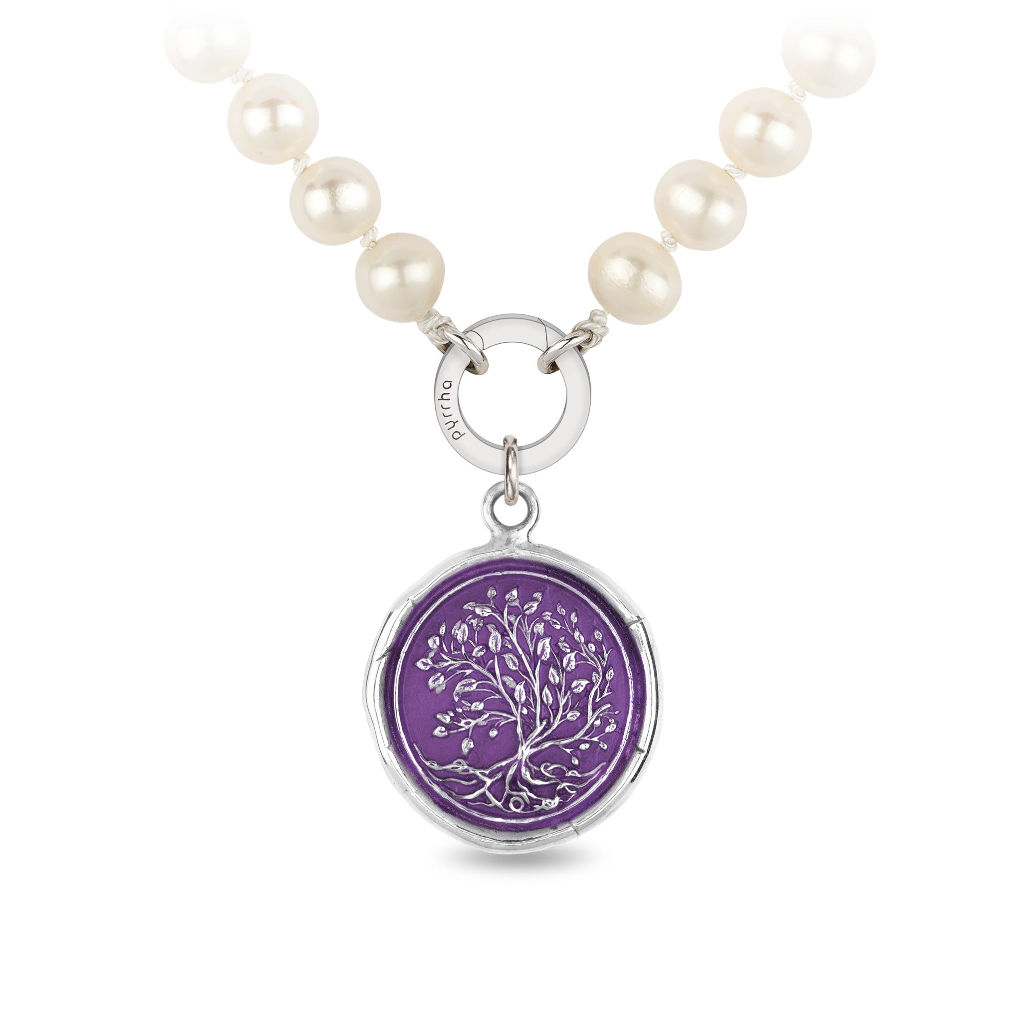 Tree of Life Knotted Freshwater Pearl Necklace - Mystic Violet