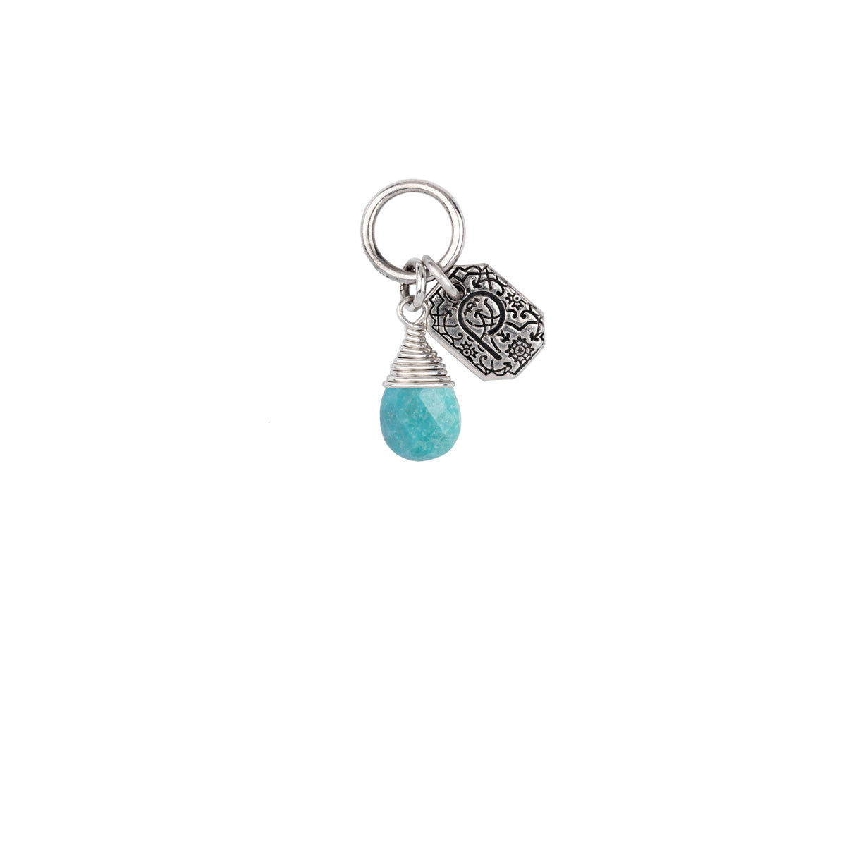 A silver signature attraction charm representing friendship.