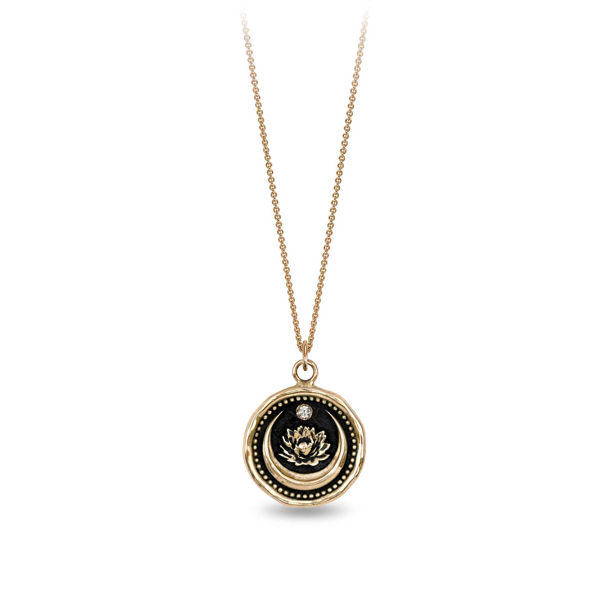 Lotus Flower 14K Gold Diamond Set Talisman